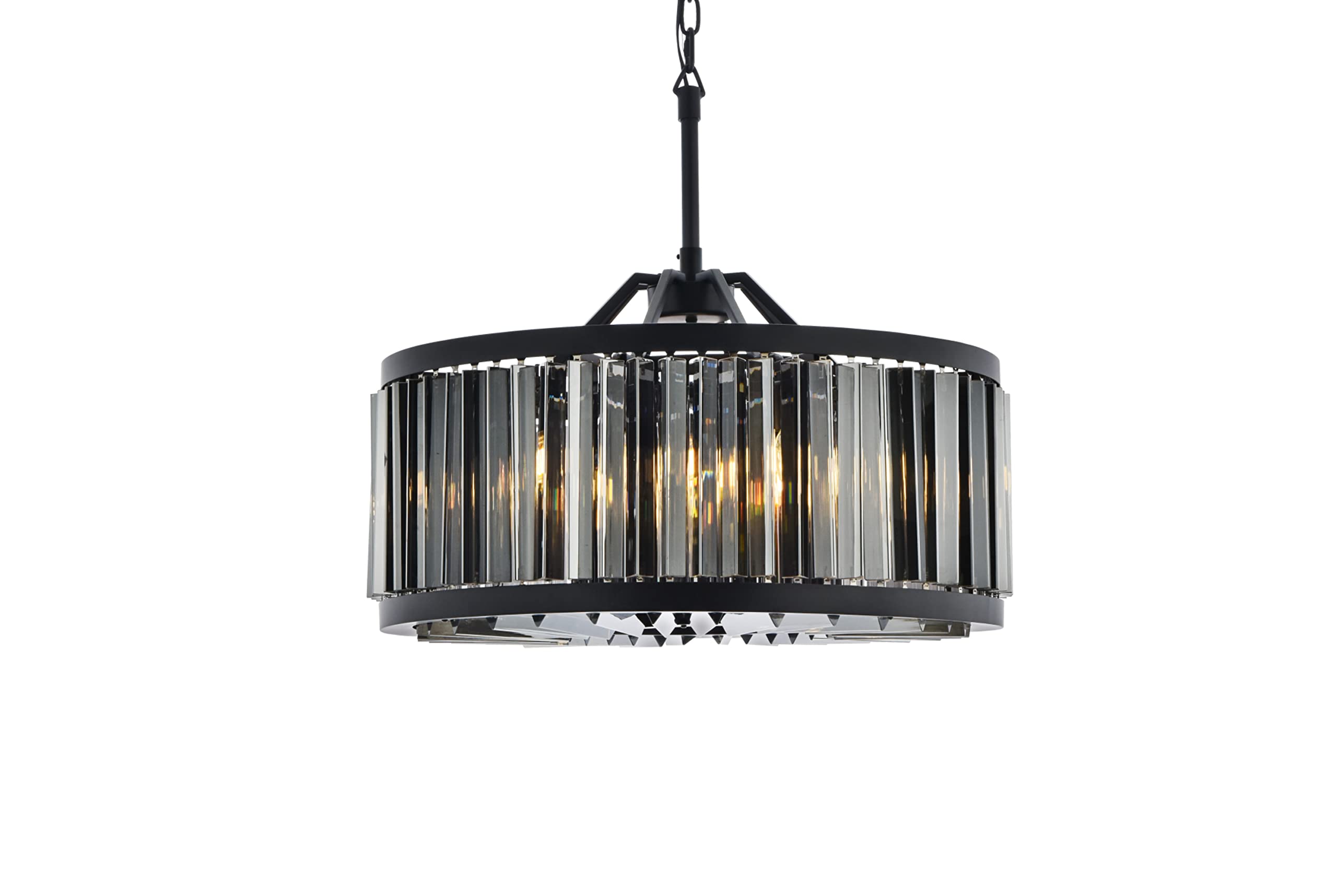 Elegant Lighting Chelsea Collection 8-Light Pendant Lamp with Royal Cut Silver Shade Crystals, Mocha Brown Finish
