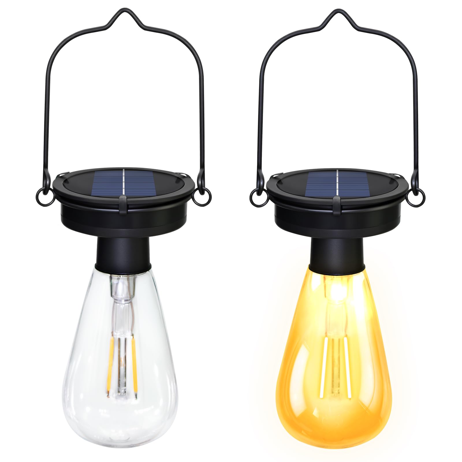 2 Pack Replacement Solar Light Tops, 3.23 Inch Solar Hanging Lantern Replacement Parts - Waterproof Plastic Accessory for Bulbs 