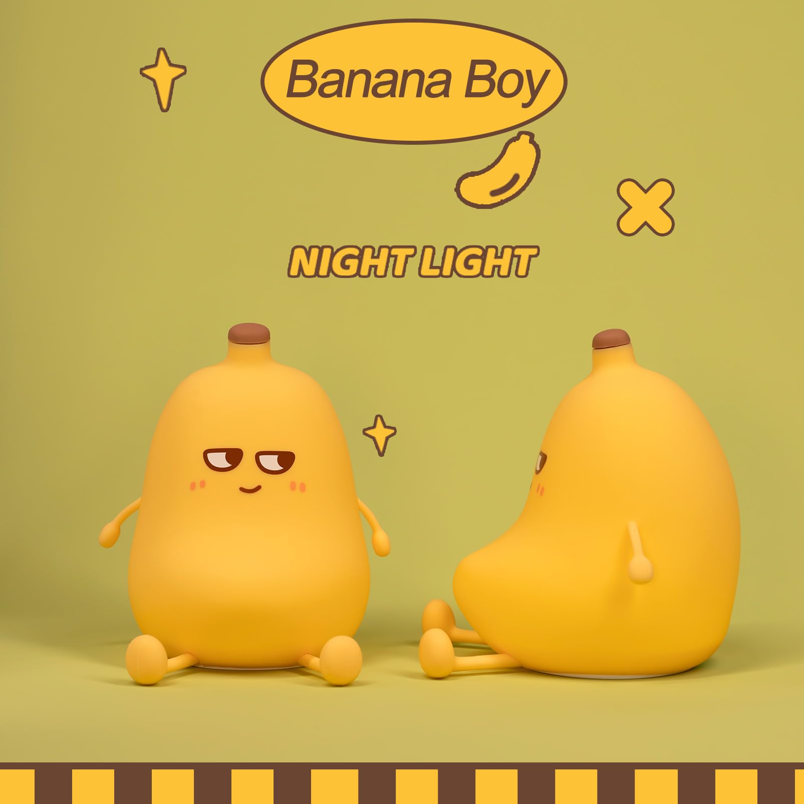 SMOORITA Banana Night Light - Cute Portable Silicone Kids Lamp, USB Rechargeable, Ideal for Room Decor & Gifts for Toddlers and Babies