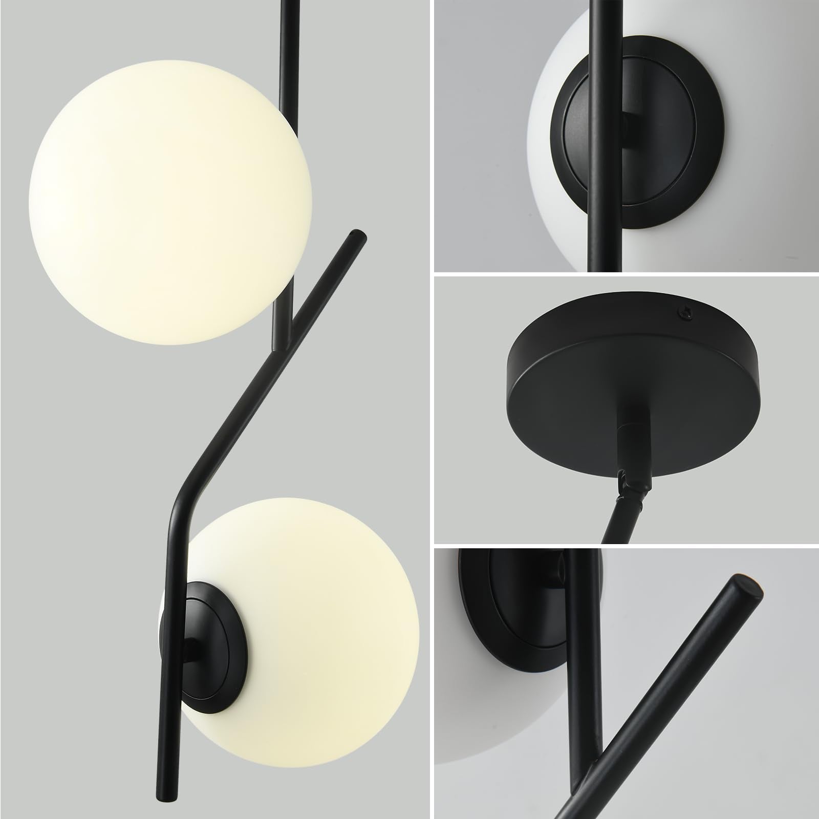 SeeU Modern Pendant Light Fixture - Black Globe Chandelier for Kitchen Island, Dining Room, Bedroom - Model CH017PBW