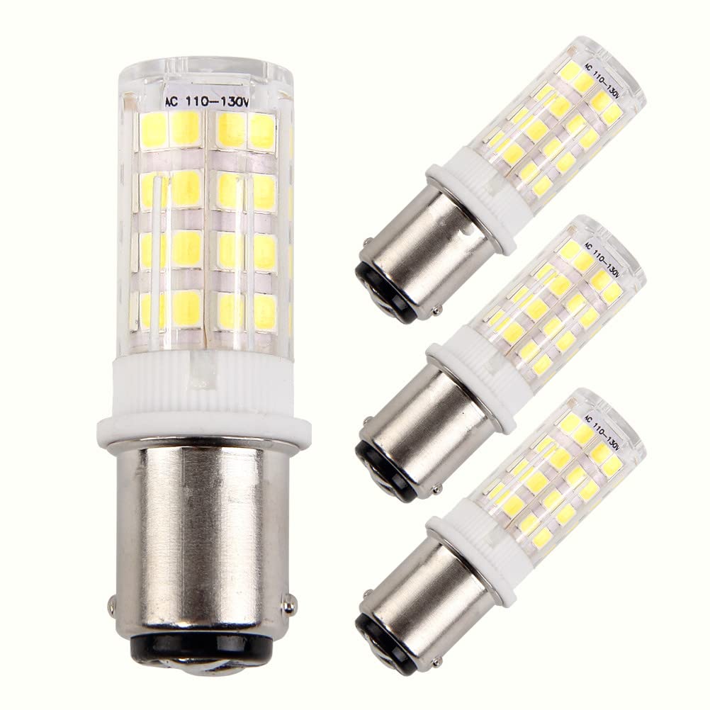 HRYSPN BA15D Double Bayonet Sewing Machine LED Light Bulb 5 Watt Daylight White 6000K Non-dimmable AC110V-130V (Pack of 4)