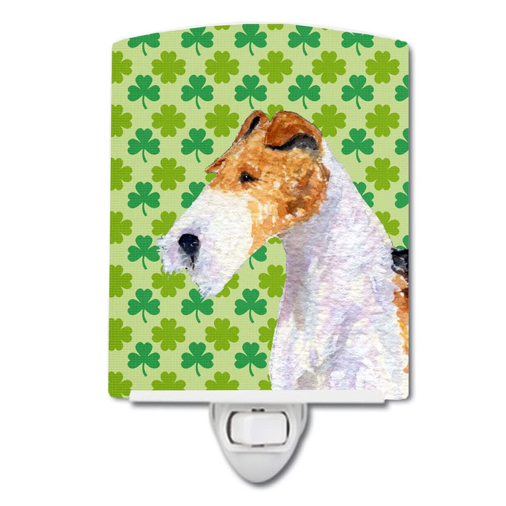 Carolines Treasures Ceramic Night Light, Fox Terrier St. Patricks Day Design, 6x4x3 inches, Multicolor, Model SS4409CNL