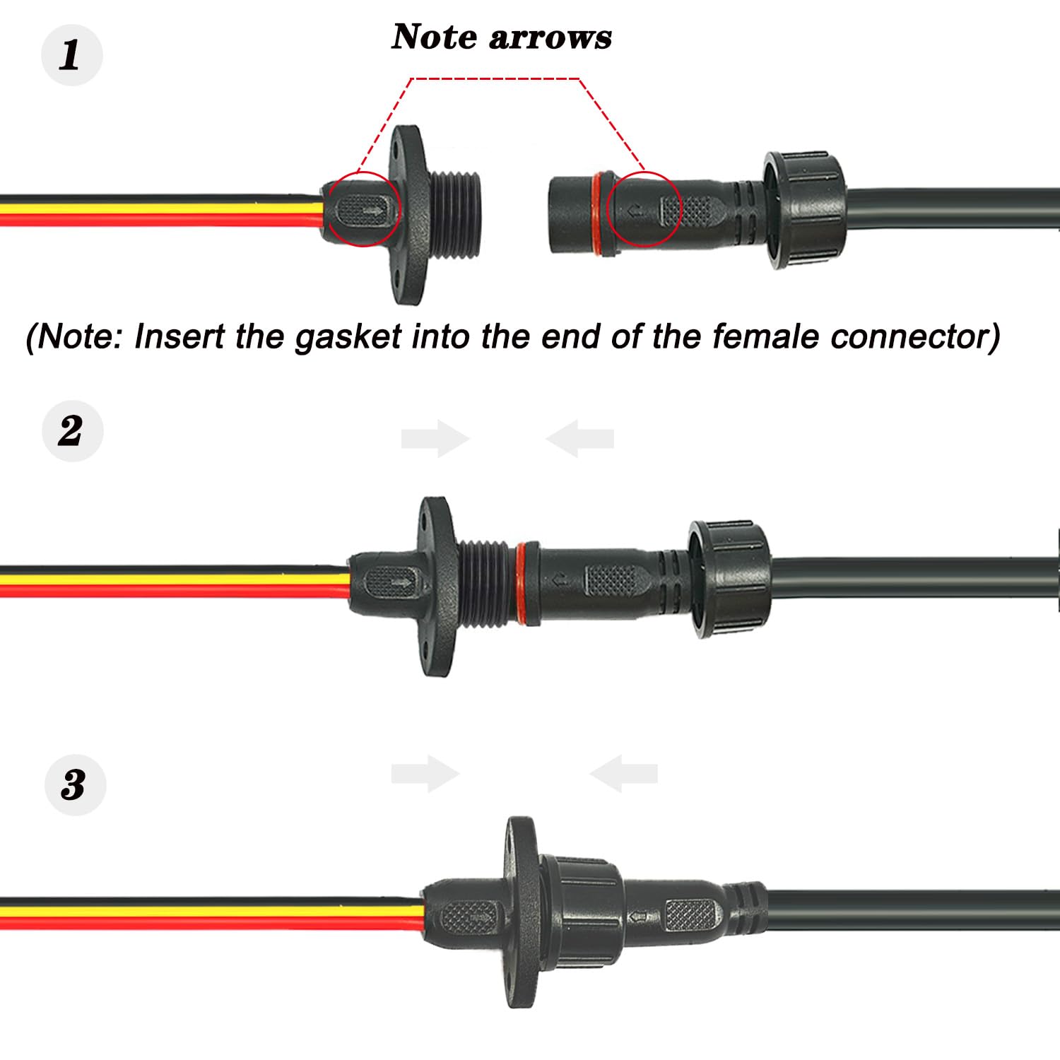 Newnewliu 3Pin Waterproof Connector,3 Wire Male Female Plug Led Connector With 16Awg M16 Waterproof Cover Extension Cable With E
