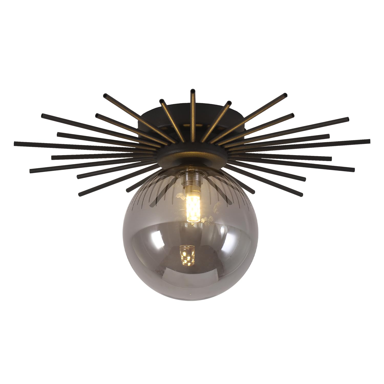 Bokt Globe Semi Flush Mount Ceiling Light Fixture Smoke Gray Glass Ceiling Light Vintage Hallway Light Fixture Black Close To Ce