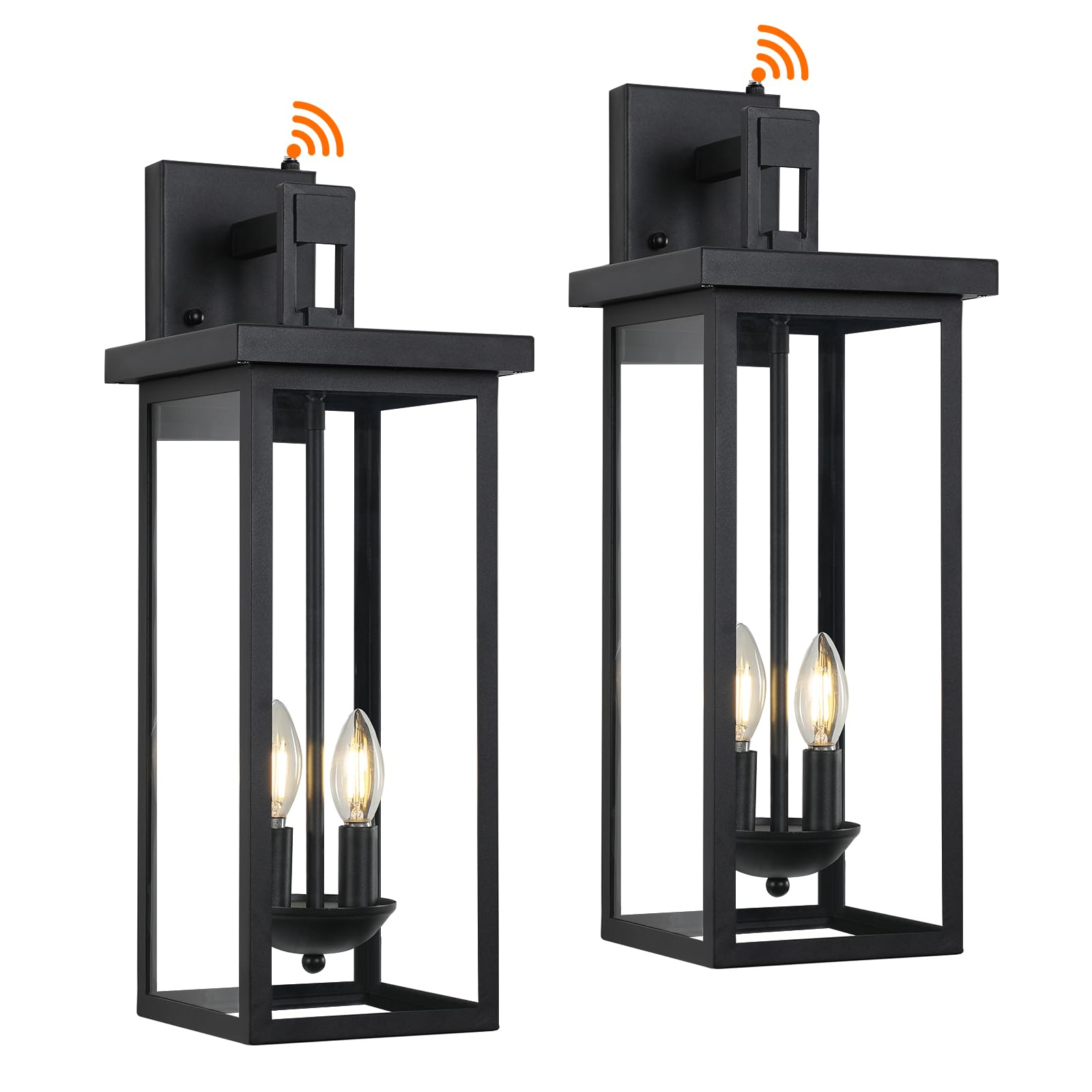 tewei 22 Inch Large Outdoor Wall Lights, Dusk to Dawn Exterior Lighting Fixtures Black Modern Porch Light Outdoor Wall Lantern S