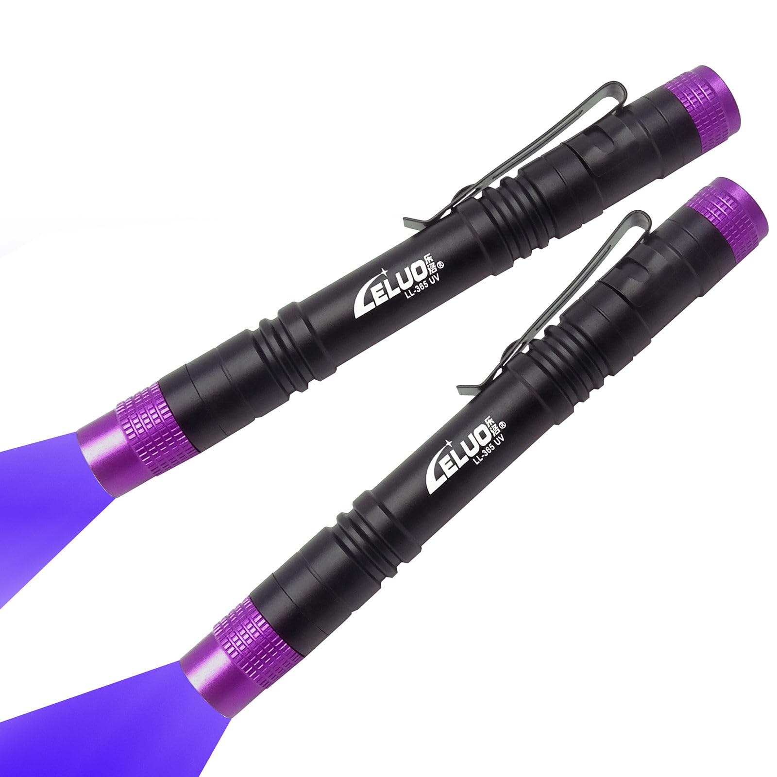LELUOHQ Black Light  365nm UV Flashlight  Portable LED Flashlight  Mini Light for Pet Urine Detection  Handheld UV Flashlight for Resin Pet Urine Nails Money Pack of 2