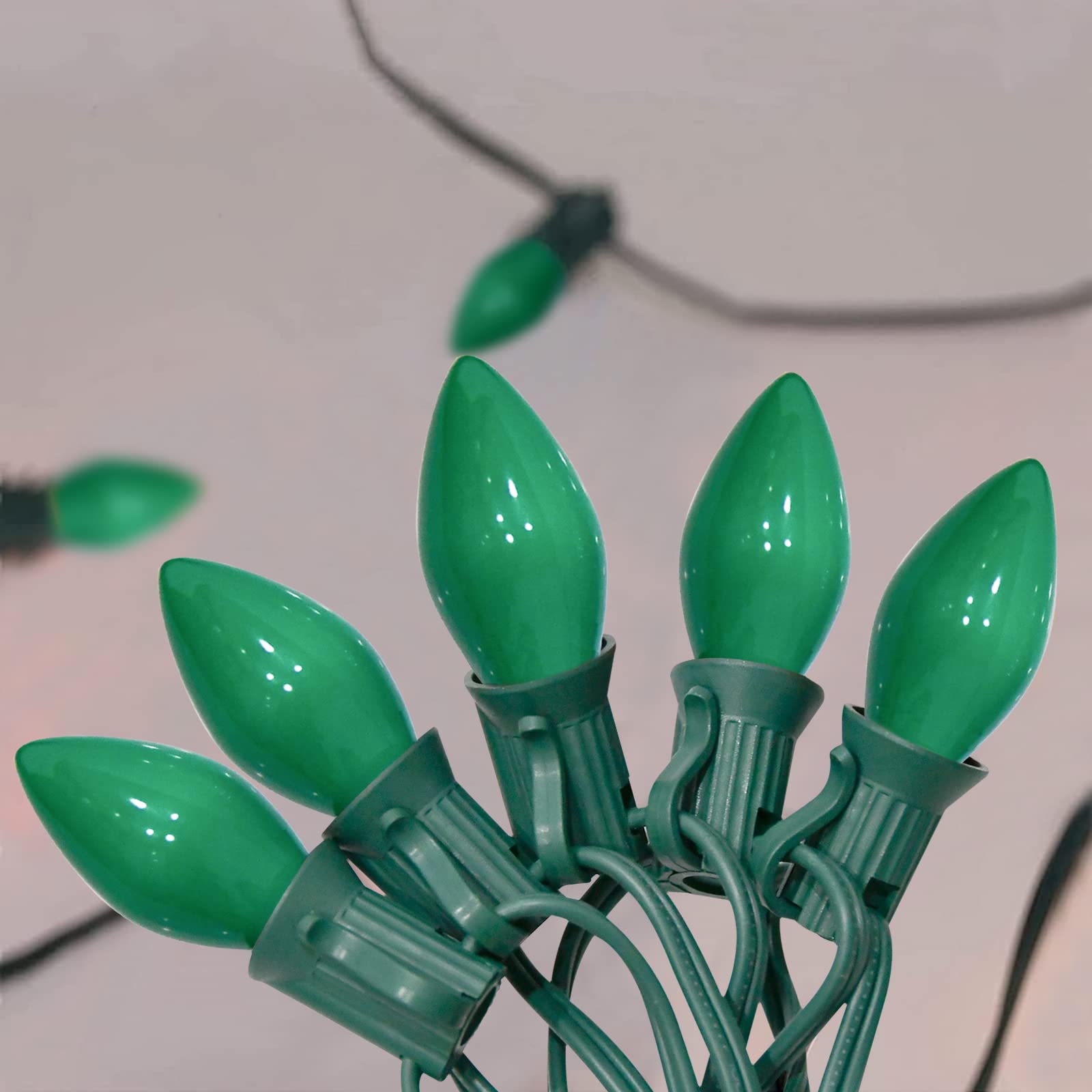C7 Led Green Replacement Bulbs, 25 Pack Green Ceramic Christmas Light Bulbs St. Patrick'S Light Bulbs For C7 Christmas Light Nig