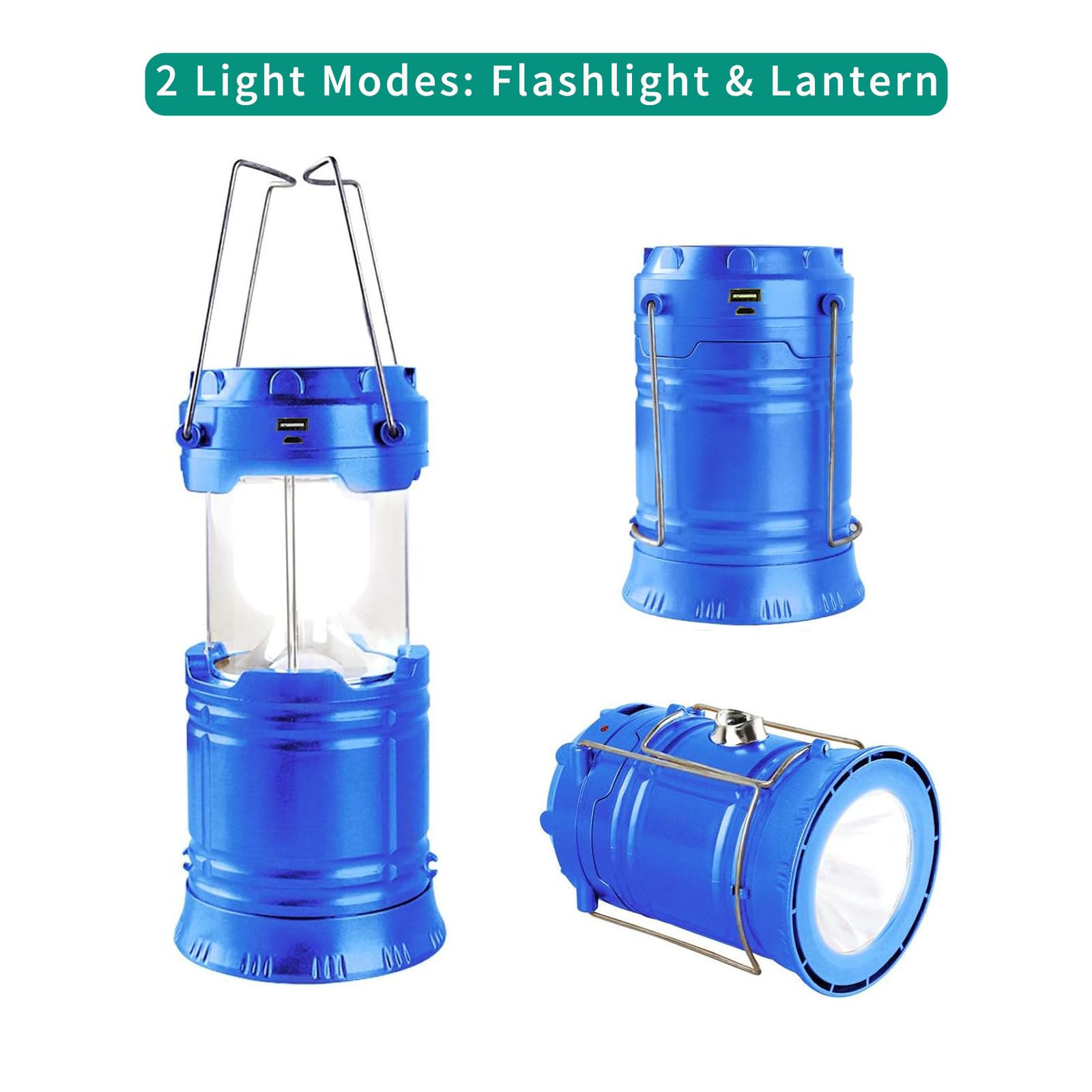 Censinda Led Camping Lantern - Solar Rechargeable, Portable Light For Camping & Emergencies - Blue