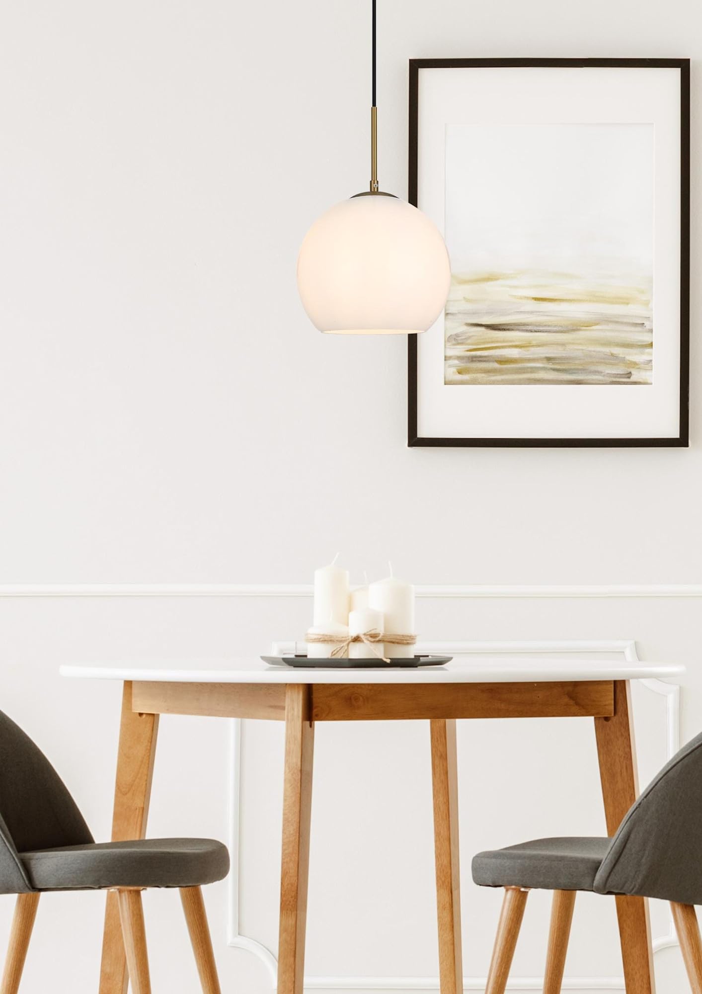 Elegant Lighting Living District Baxter 1-Light Metal Pendant in Chrome and Frosted White