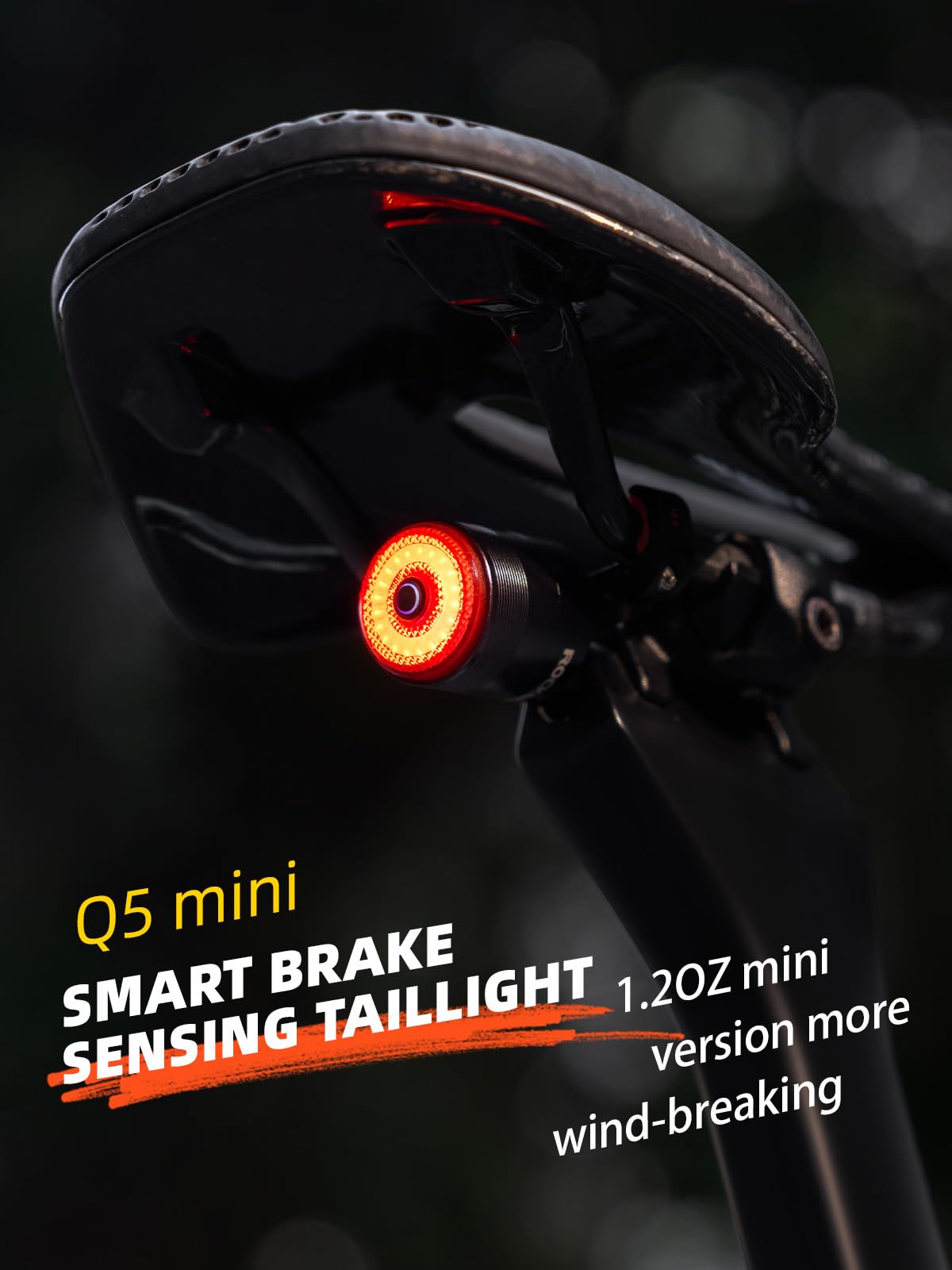 Rockbros Mini Bike Tail Light Smart Brake Sensing Rear Bike Light For Night Ipx6 Waterproof Type C Usb Rechargeable Cycling Safe