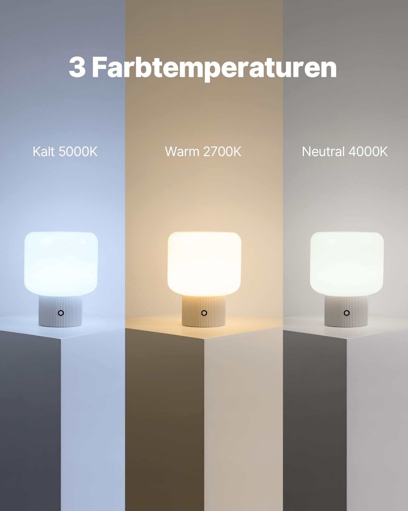 MAGCHARM Halo Mushroom Lamp - 5W Cordless LED Table Light, 3 Color Temps, Retro Design, White, Model S447046-8L