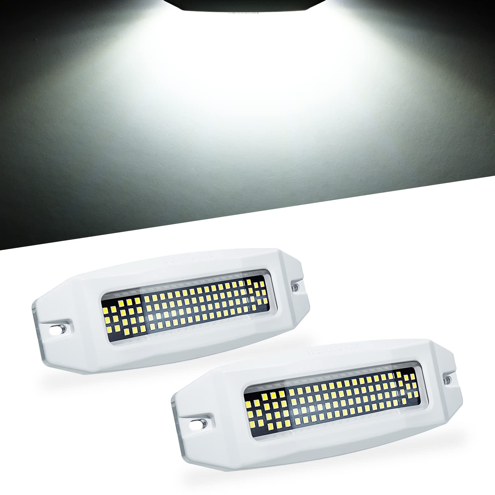 UCINNOVATE 2X 6.9  Marine LED Boat Light  3000LM 84LEDs Waterproof Transom Lights  Underwater Light for Yachts  Boats  Pontoon  Transom  Vehicles  Boat Deck Light Stern Lights (White  12-36V  IP68)