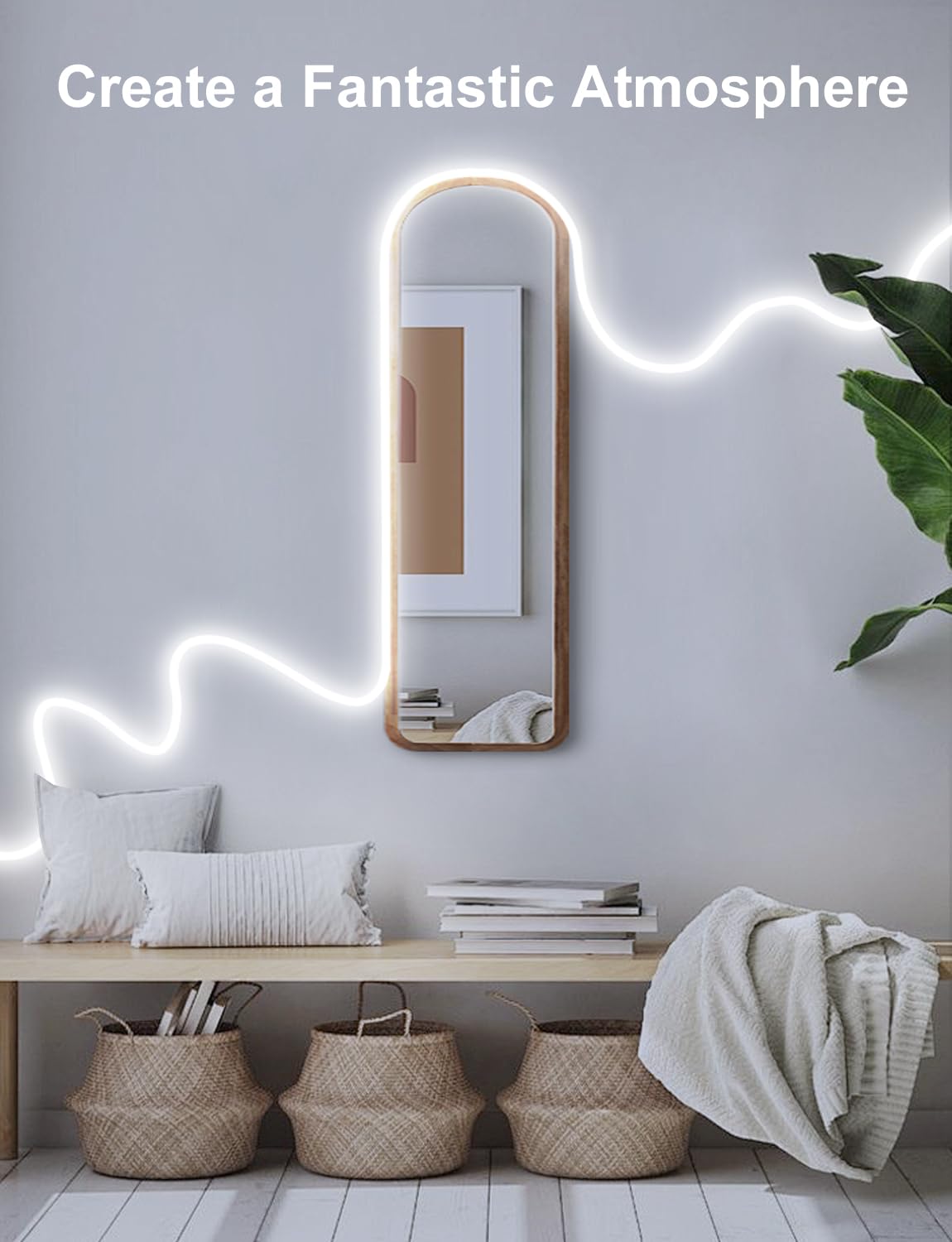 Echosari Neon Rope Lights 33Ft, 1200 Led Neon Rope Lights With Timer Dimmable Outdoor Neon Strip Lights Waterproof Flexible For