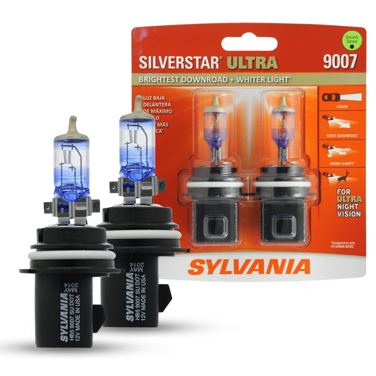 SYLVANIA 9007 SilverStar Ultra Halogen Headlight Bulb - High Beam, Low Beam, Fog Replacement - Bright White Light, 2-Pack