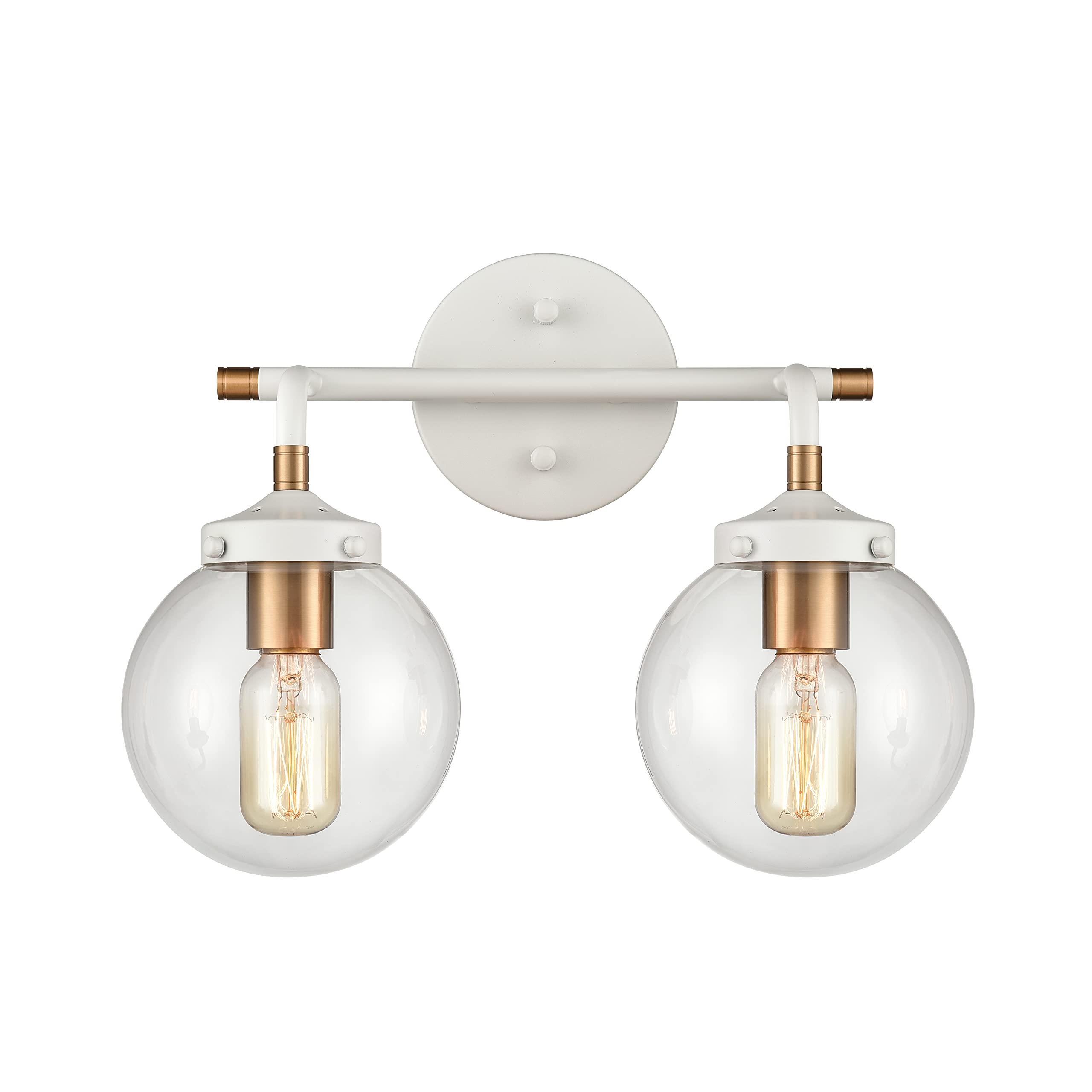 Elk Home Boudreaux 2-Light Vanity Light, Matte White Finish, Modern Style With Clear Glass