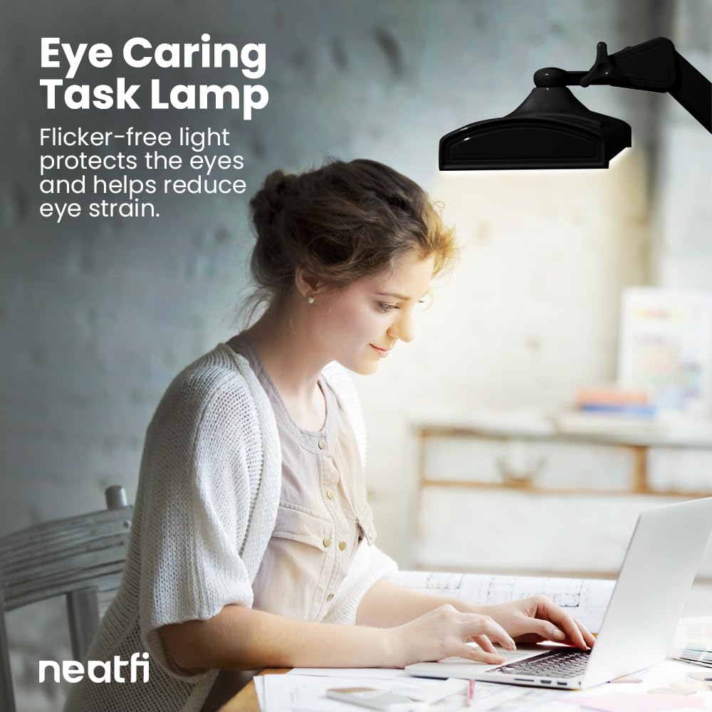 Neatfi Led Desk Lamp, 3,500 Lumens, 3 Light Modes, Dimmable, 45W, Touch Control, 26 Inch Wide Metal Shade, 540 Smd Leds, Directi