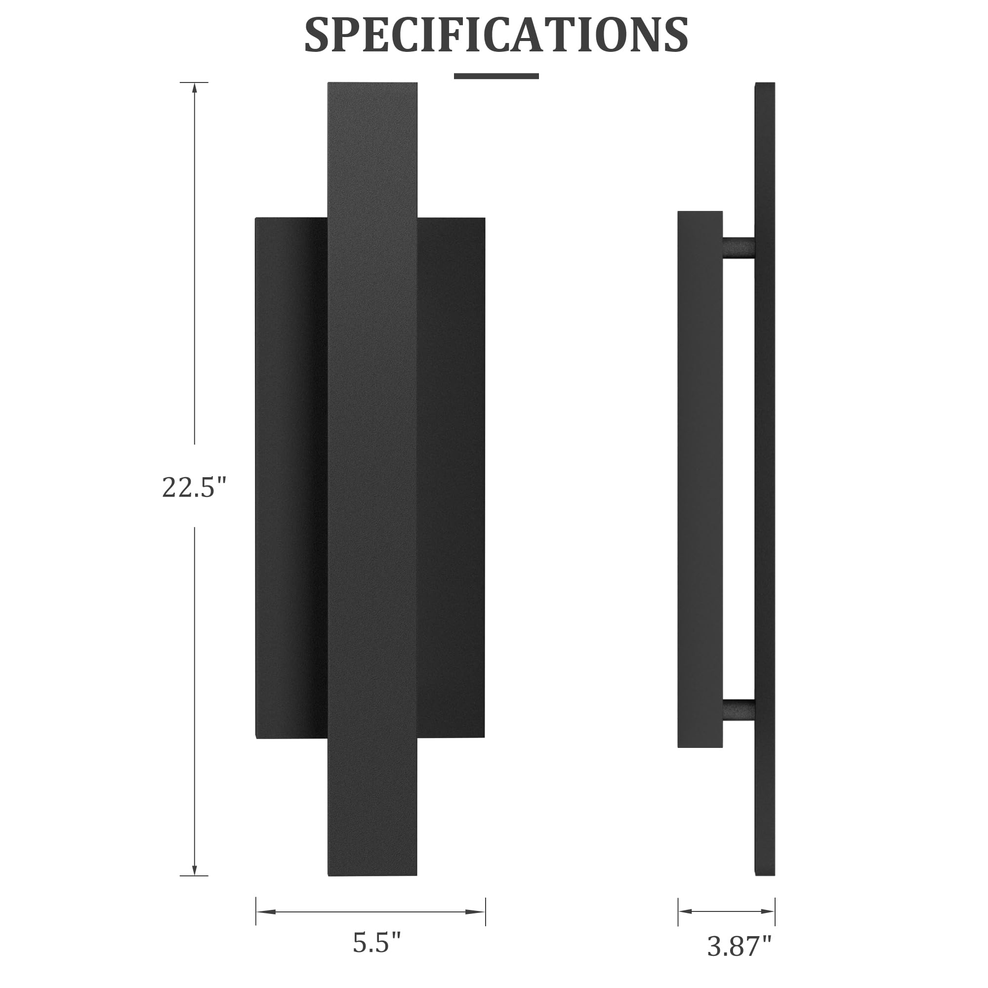 Lamqee 23 Inch Aluminum Long Outdoor Wall Lights  3000K 1200Lm 24W Led Modern Exterior Lighting Fixtures  Ip65 Waterproof Matte Black Linear Outside Sconce Wall Mount For House Porch Patio Garage Door