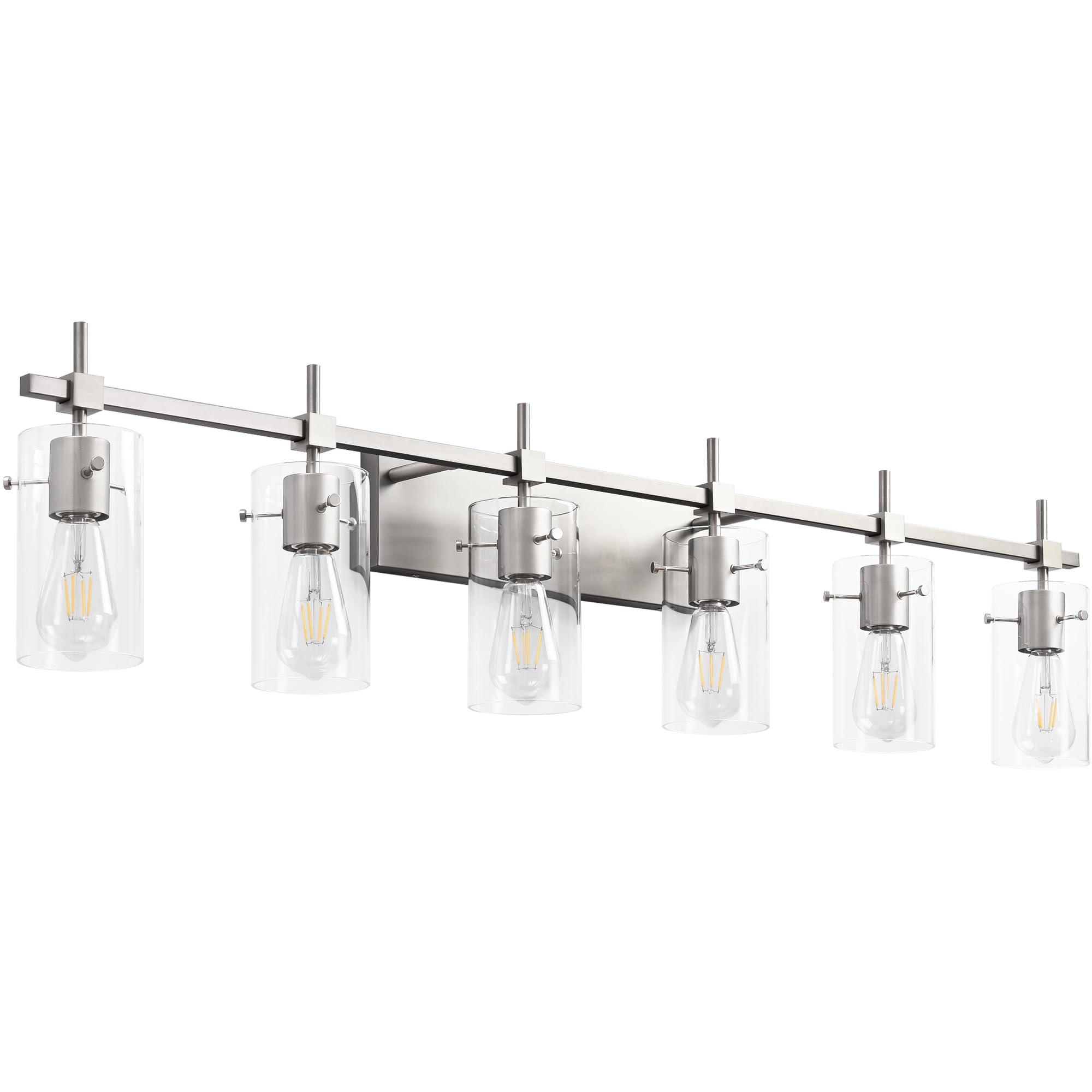 Solfart 49.2 Inch 6 Lights Vanity Light Fixtures For Bathroom Vintage Bathroom Light Fixture Brushed Nickel Light Fixtures Above
