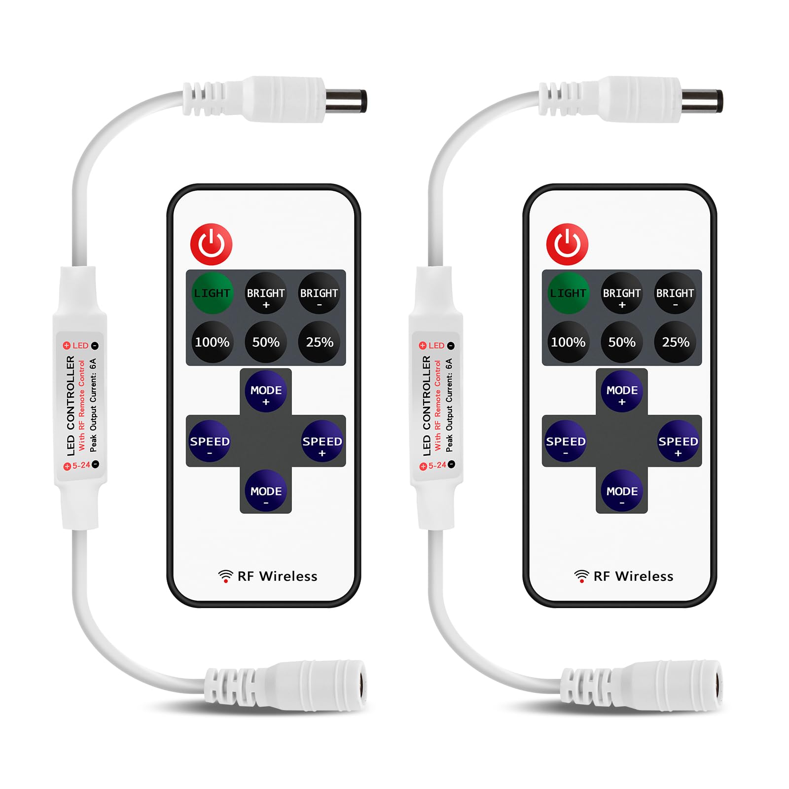 VIPMOON 2 Pack 11 Key RF Remote Controller Mini Wireless Dimmer Switch Control Brightness DC 5-24V for Single Color 5050 3528 5630 LED Band Lights
