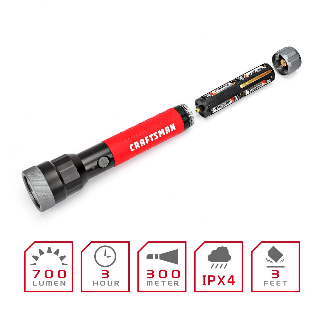 Craftsman 700 Lumens Led Handheld Spotlight Flashlight, 3 Lighting Modes For Camping, Hiking, Fishing, Running, Power Outages, &