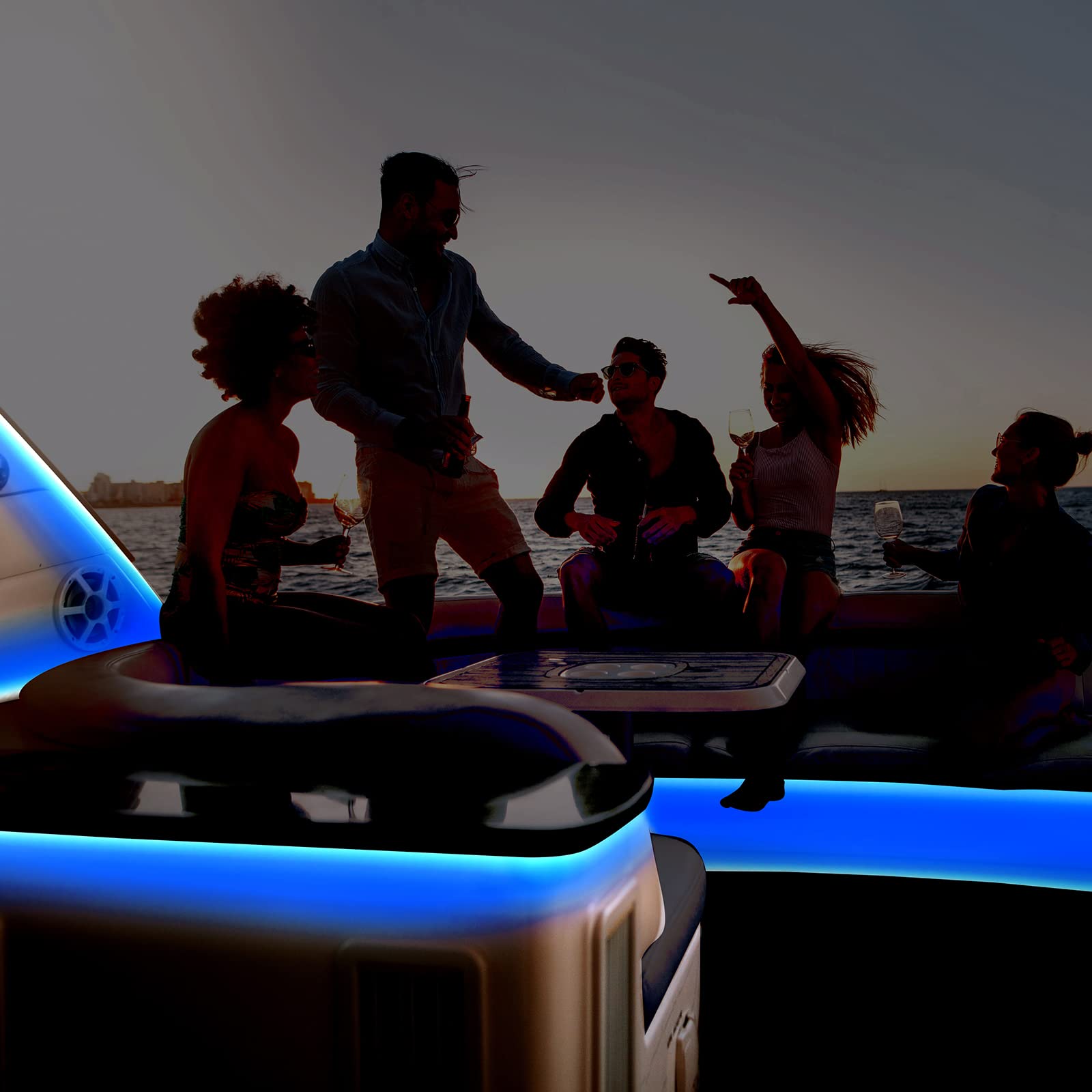 JUIOHAKY Marine LED Strip Lights 12V Waterproof for Boats 66ft Blue