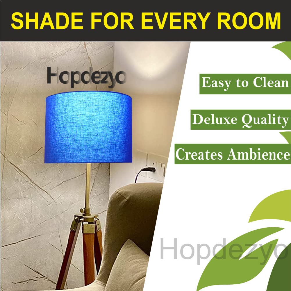 Hopdezyo Italian Wooden Tripod Floor Lamp with Home Decor Blue Drum Shade, Bulb, Wiring, E27 Holder Included, Pack of 1