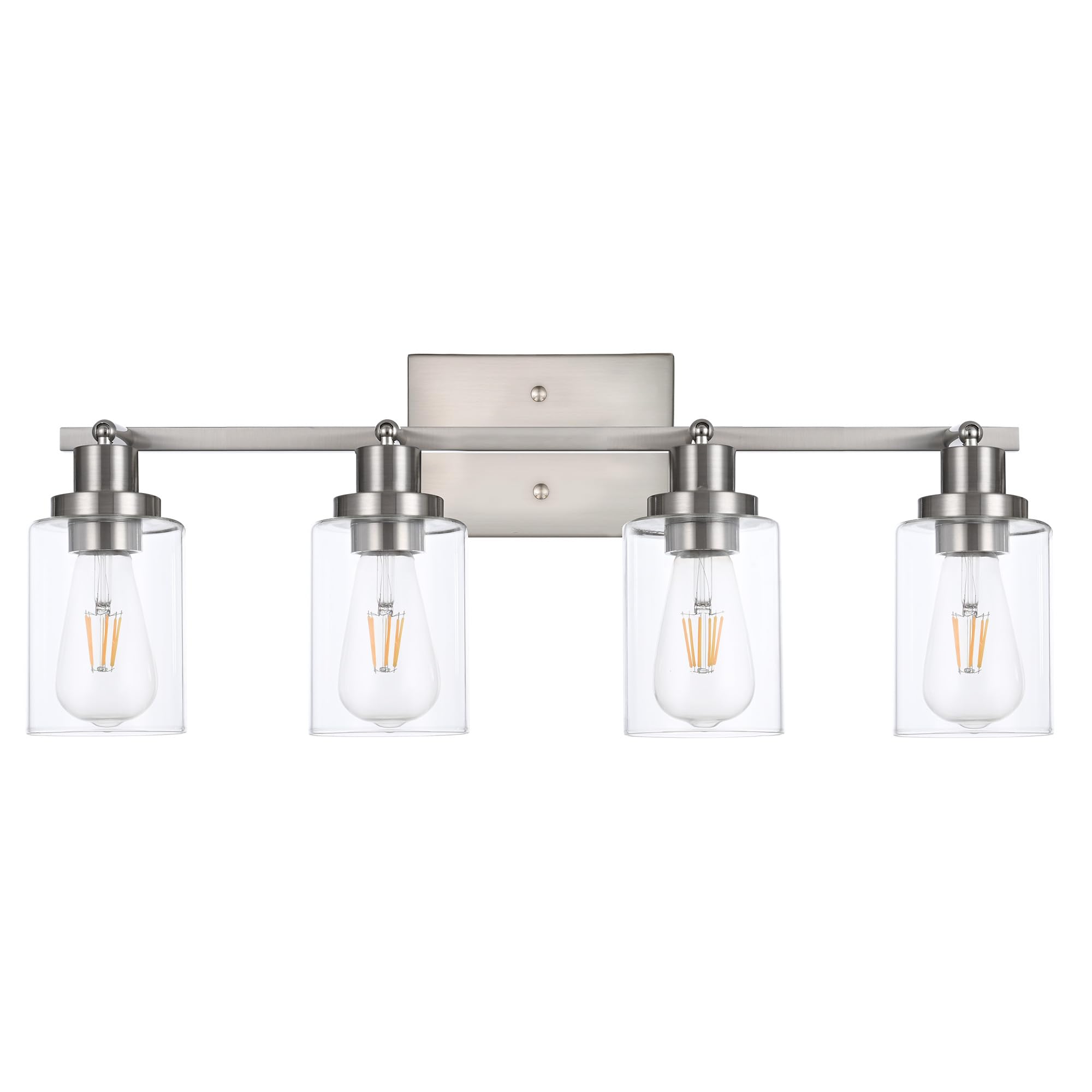 Wanluce 4 Light Track Lighting Fixtures Ceiling Kitchen Track Lighting Kit Brushed Nickel Bathroom Tracking Vanity Lights With Clear Glass Shade  Rotatable Spotlight For Accent Task Wall Art Hallway
