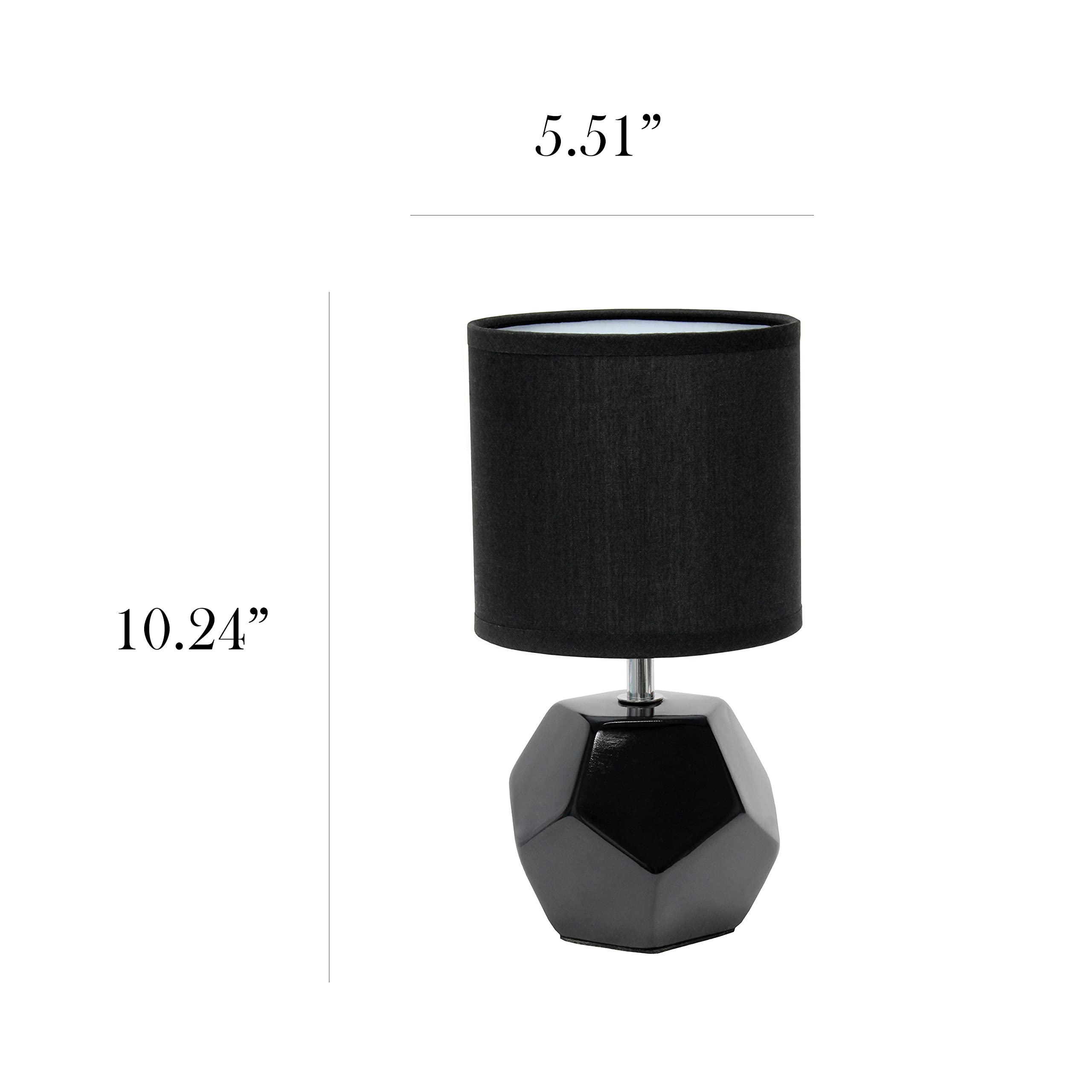 Simple Designs Lt2065-Blk Round Prism Mini Table Lamp With Matching Fabric Shade, Black (Pack Of 24)