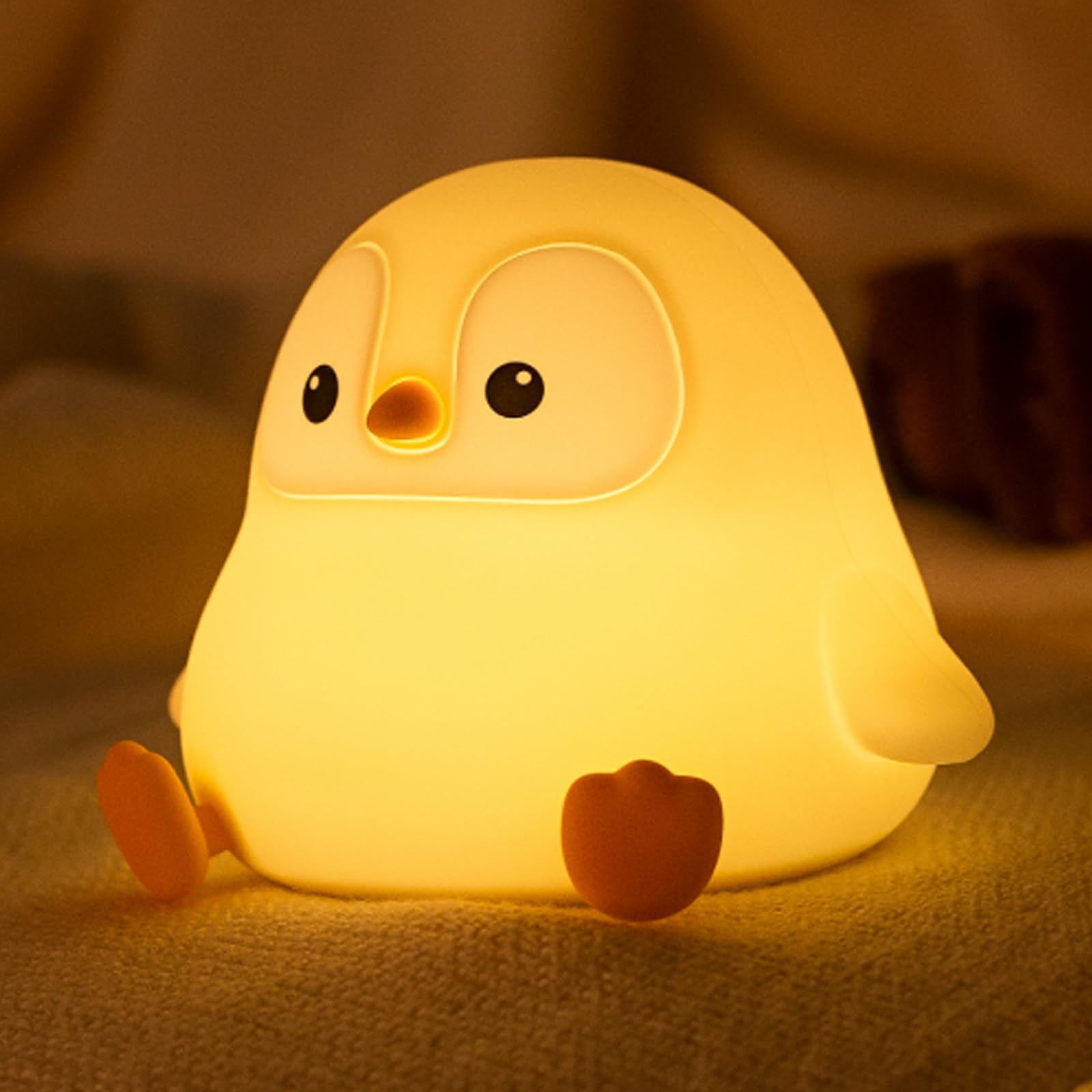 Cute Penguin Night Light  Animal Lamp  Food Grade Silicone  Rechargeable  2 Level Dimmable  Squishy Nursery Nightlight For Desk Decor  Funny Gifts Stuff For Boys Girls Baby  White Elephant Gifts