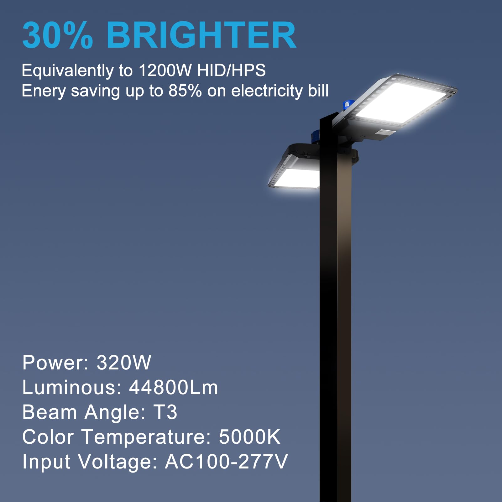 Lightdot 400W Led Parking Lot Light - 60000Lm, Dusk To Dawn, 3-Pack, Arm Mount, Brown