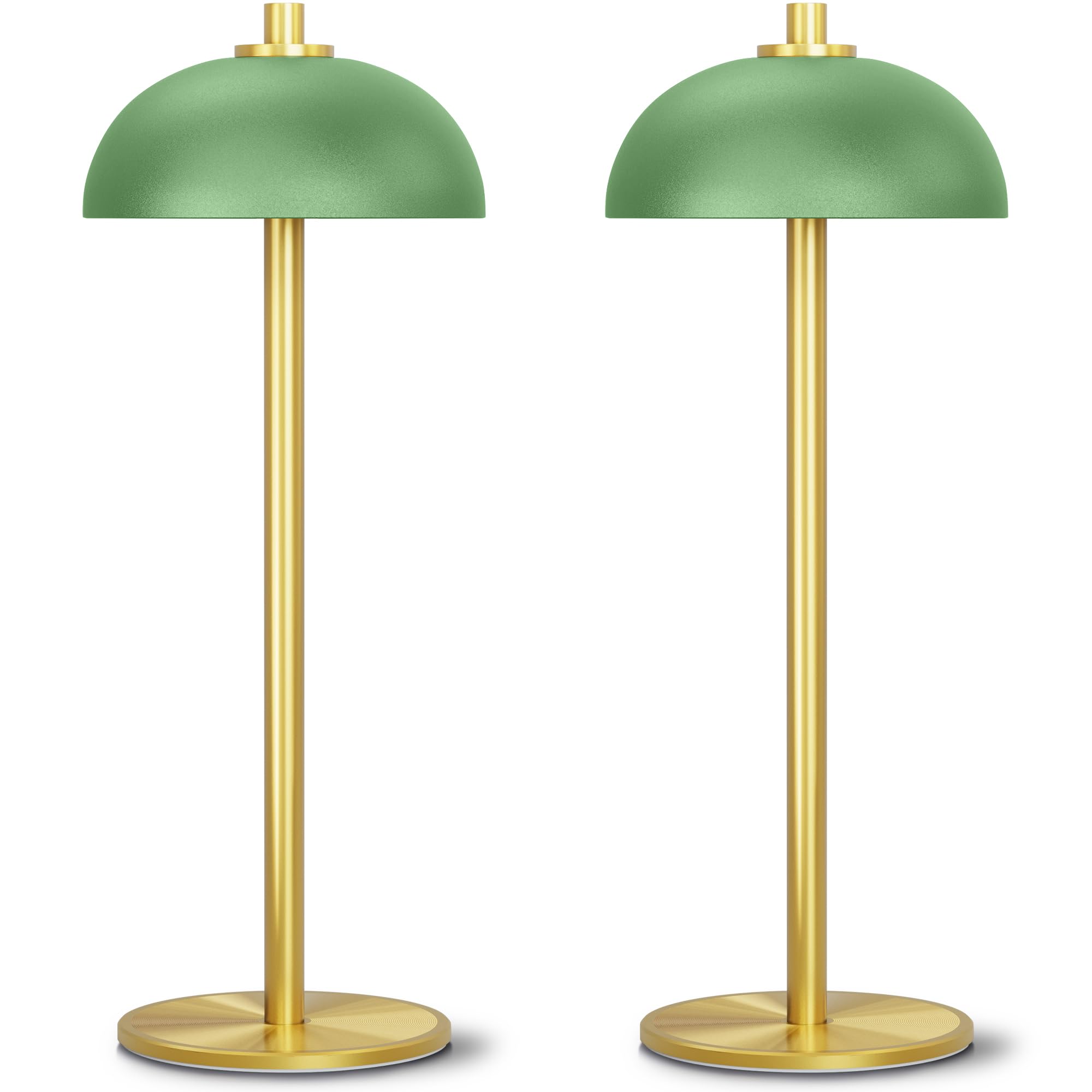 JONEMO Cordless Table Lamp, 5000mAh Rechargeable, 3 Color Modes, Aluminum, Green, Model MOGU