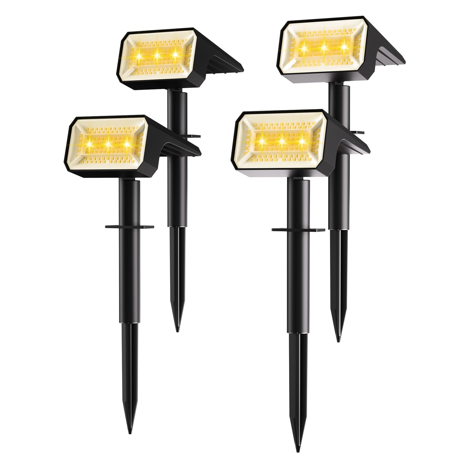 Fabrito 4 Pack Solar Spot Lights Outdoor Waterproof IP67  [108 LEDs  4 Modes] Dusk to Dawn Spotlights for All Night  2-in-1 Solar Landscape Lights for Garden  Yard  Tree  Pool  Warm White