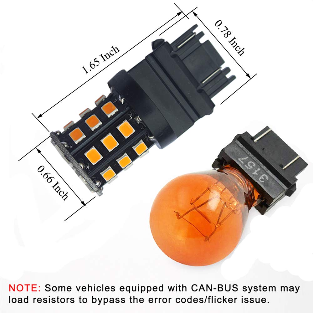 BlyilyB 3157 LED Bulbs, Amber Yellow, 850 Lumens, Replacement for Brake Lights, Pack of 4