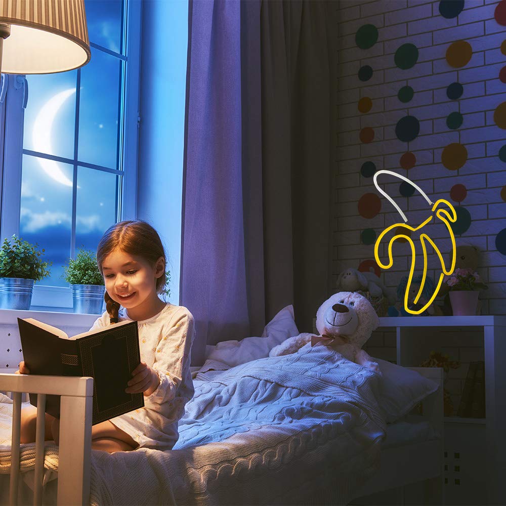 Enuoli Led Banana Neon Signs Decorative Neon Light Usb Or Battery Operated For Home Banana Night Light Art Banana Neon Wall Deco