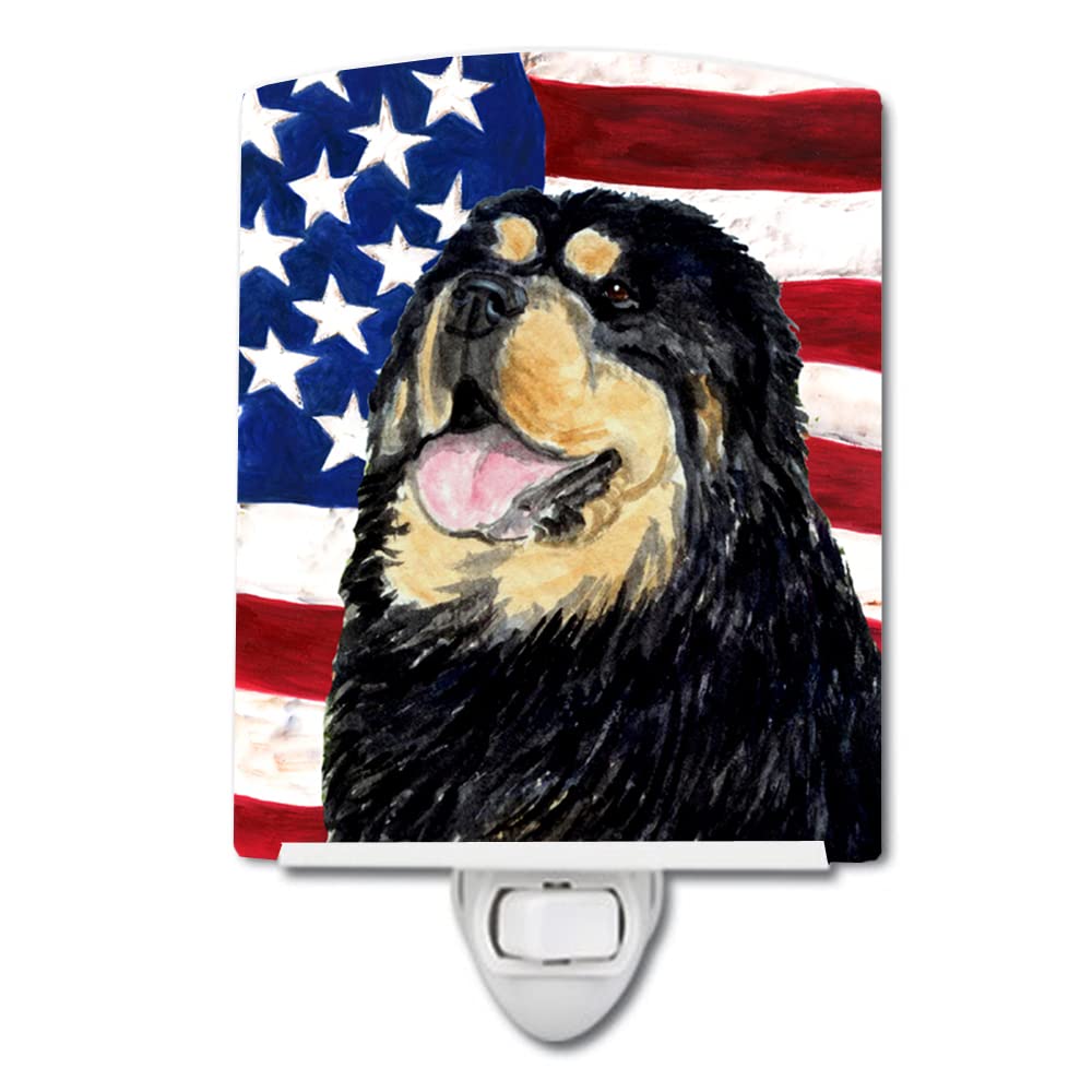 Carolines Treasures Ceramic Night Light, USA American Flag, Tibetan Mastiff, 6x4x3in, Multicolor, Model SS4039CNL