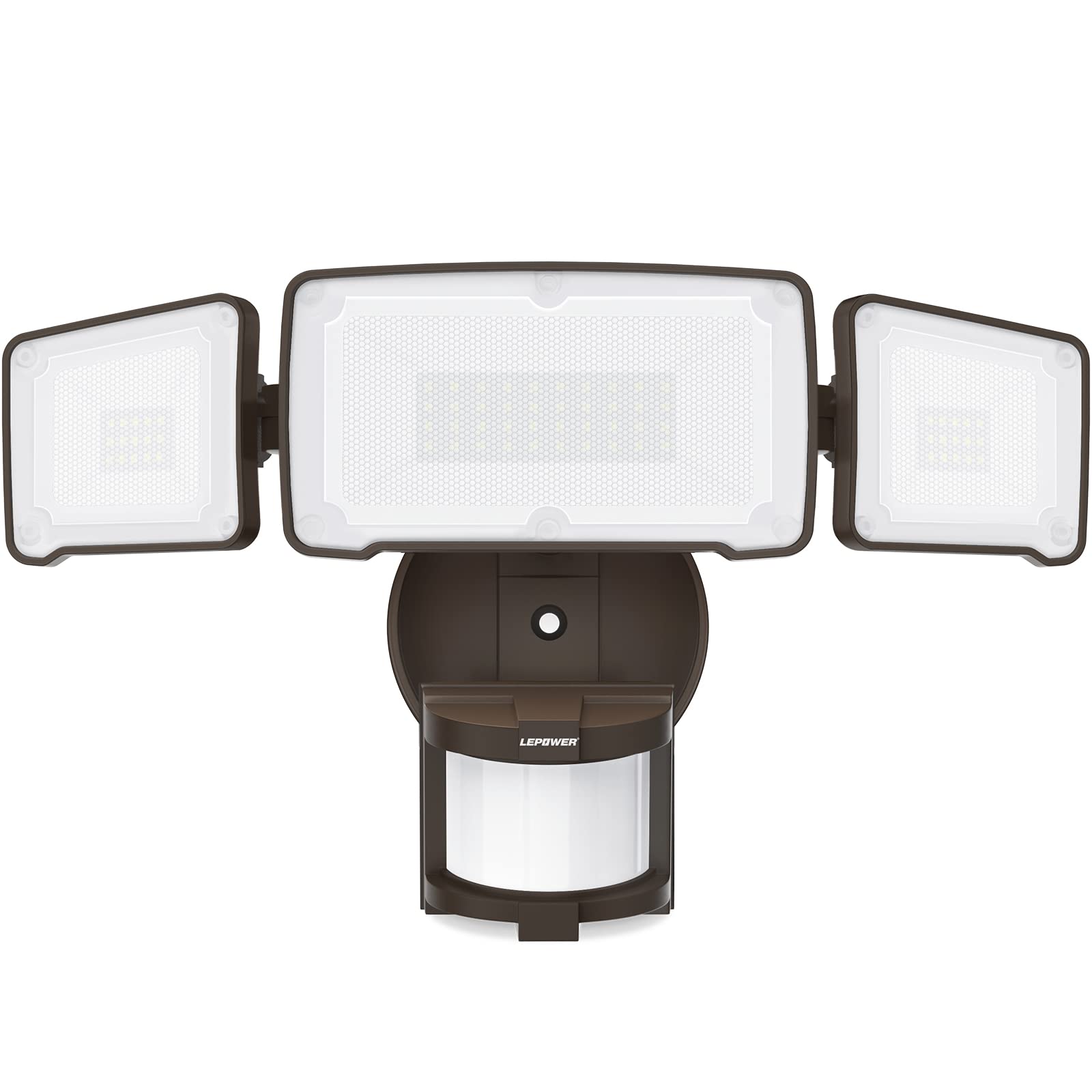 Lepower Led Security Light Motion Sensor Light Outdoor, 38W 4200Lm Motion Security Light, 5500K, Ip65 Waterproof, 3 Head Motion