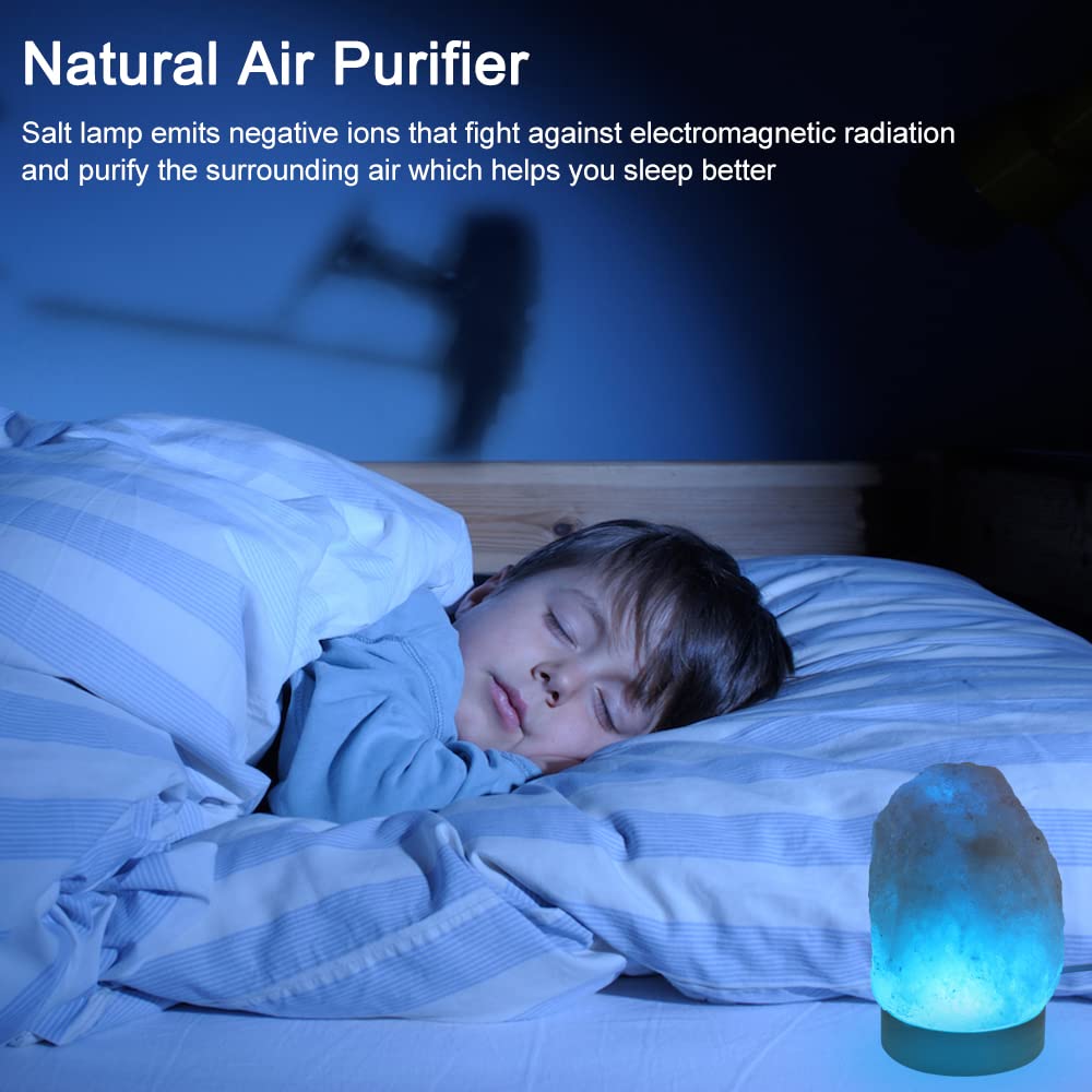 Fanhao Usb Himalayan Salt Lamp, 8 Color Changing, Hand Carved Natural Rock, Led Base - Multicolor