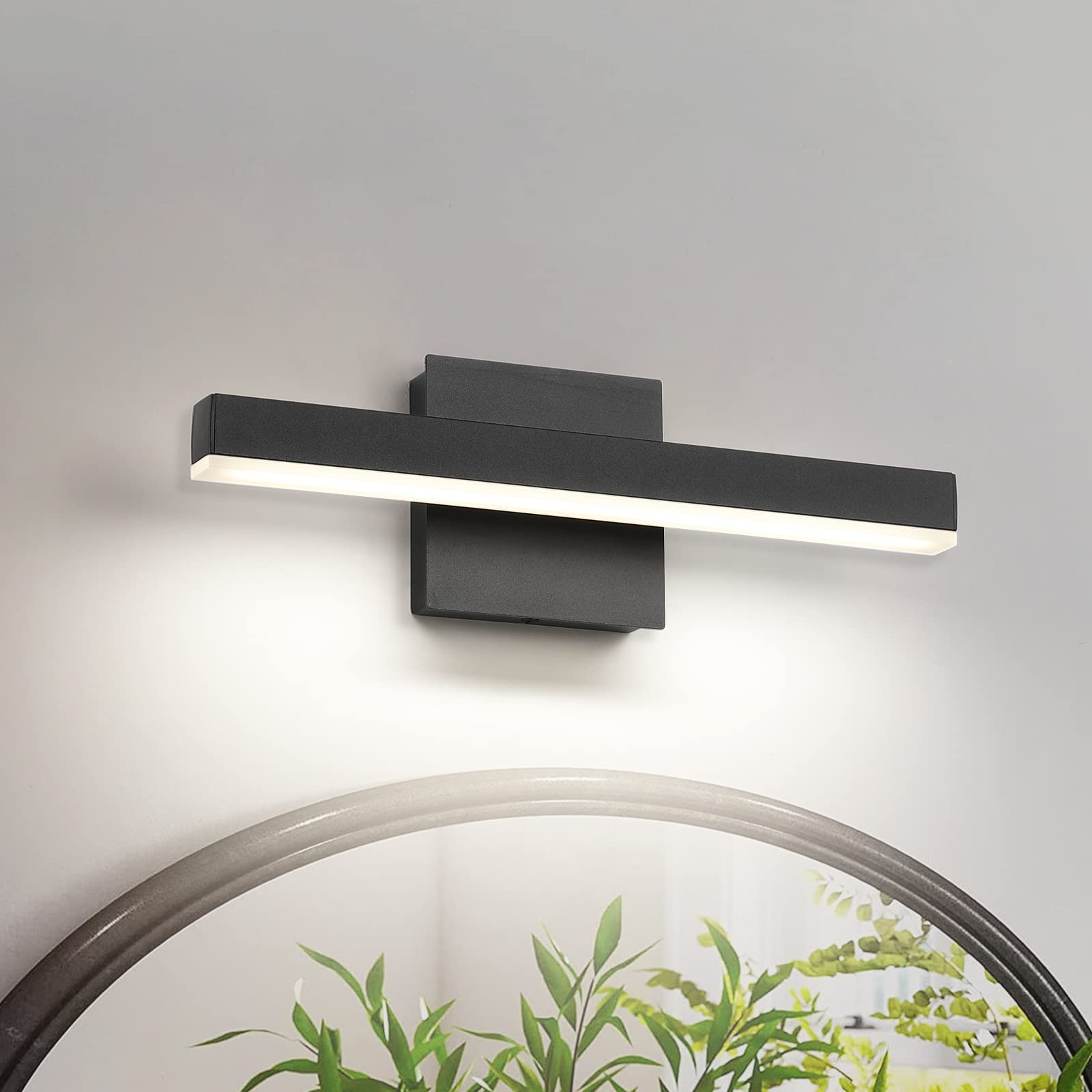 Joossnwell Led Bathroom Vanity Lighting Fixture Modern Bath Light Bar 15.75Inch Black Wall Sconce 12W 4000K