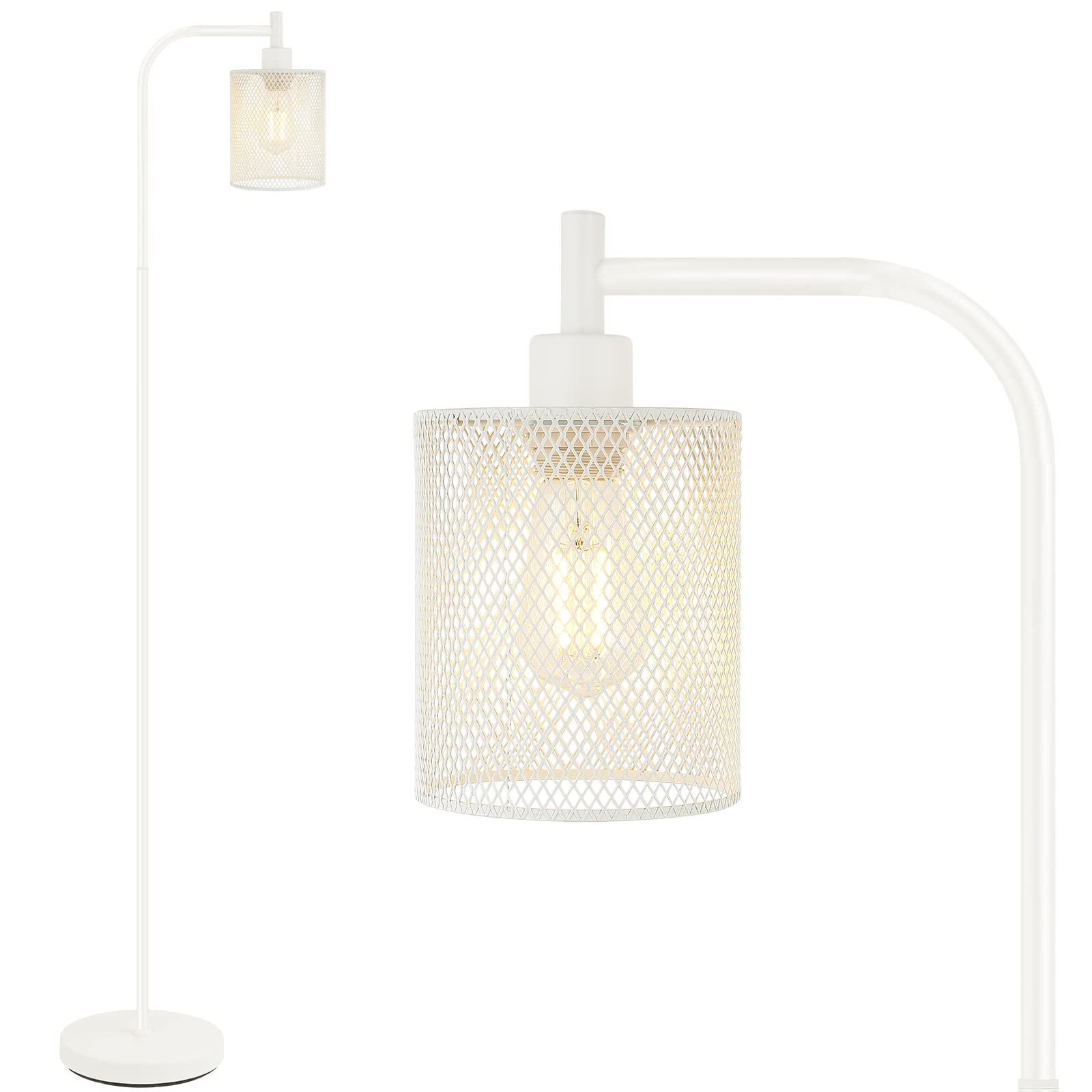 BoostArea 67 Inch Industrial Floor Lamp, Modern Metal Stand with Iron Mesh Lampshade, Gold, Model B1003