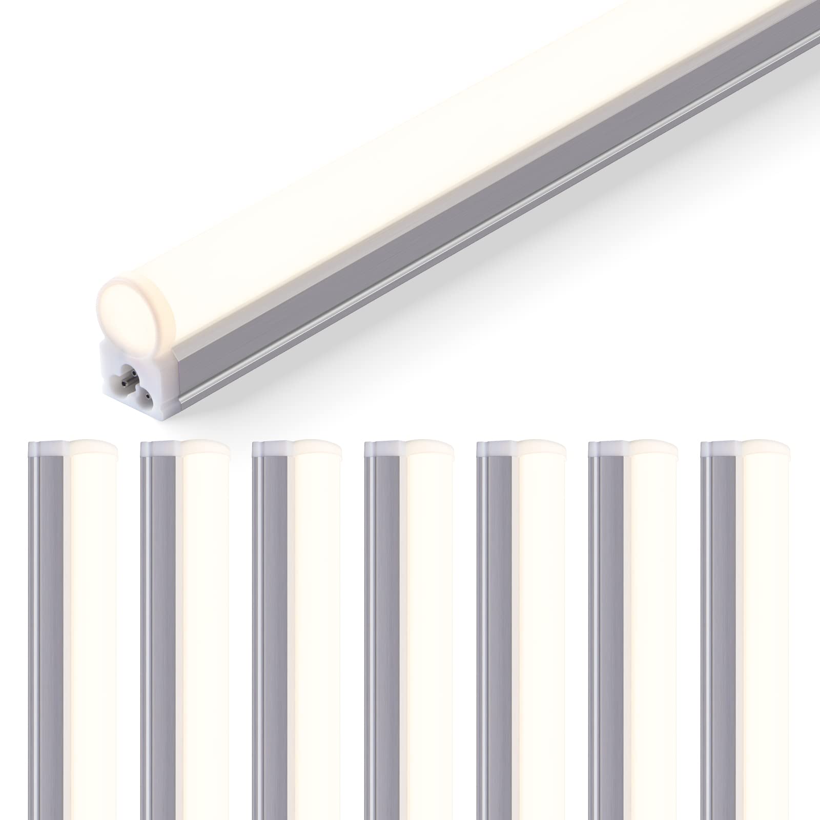 Barrina (8 Pack) T5 LED Shop Light, 4FT, 2200lm, 5000K, 20W, Utility Shop Light, Ceiling and Under Cabinet Lights, ETL Listed, w