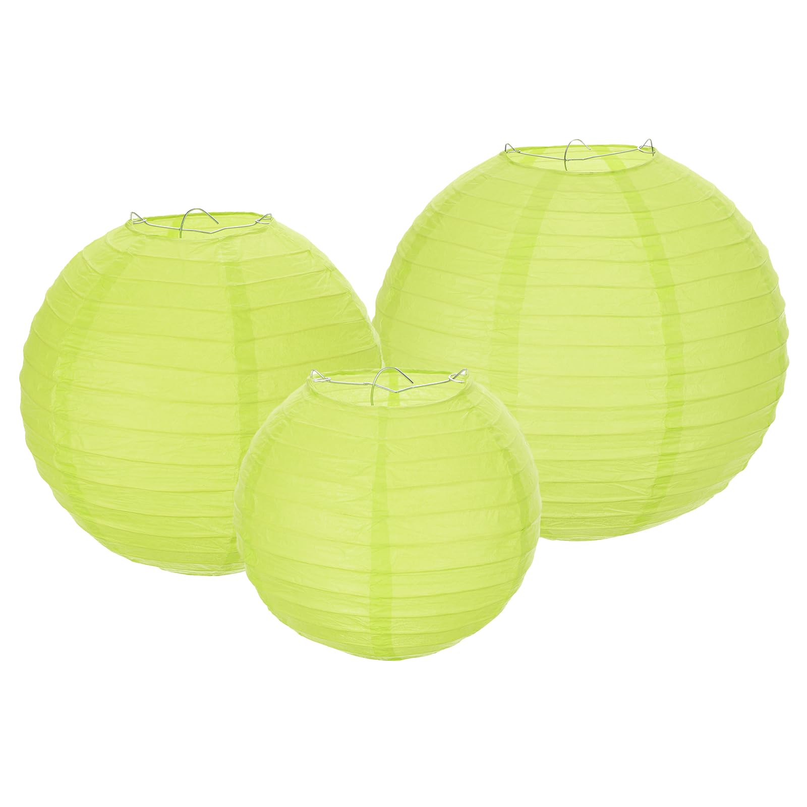 Meccanixity 6Pcs Paper Lanterns Decorative, 6'' 8'' 12'' Light Green Round Hanging Lantern Chinese Lanterns For Home Decor, Birt