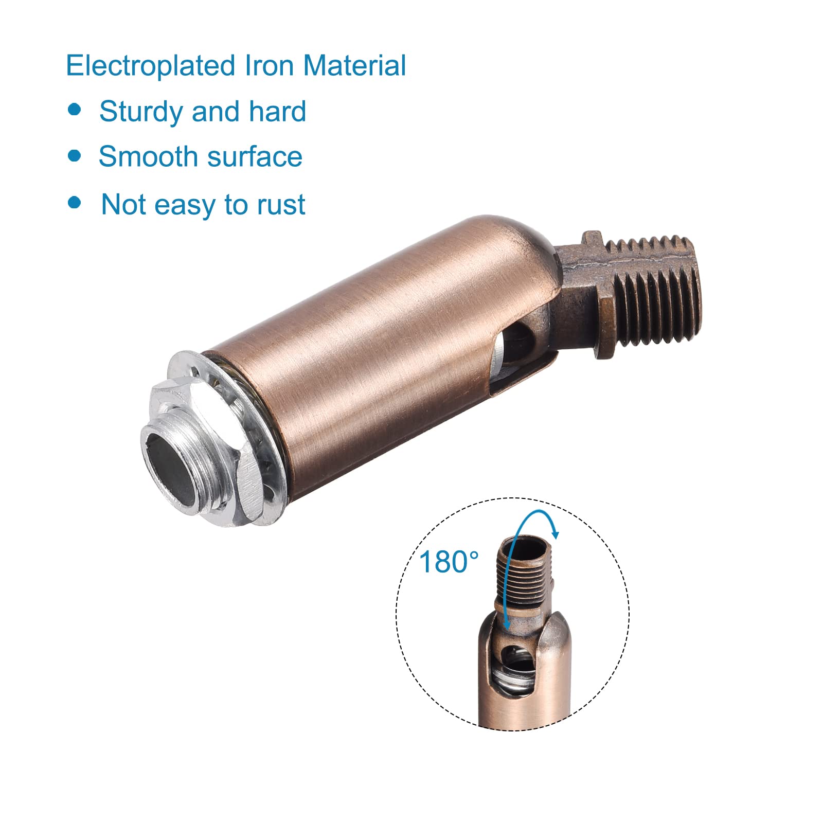 Meccanixity Sloped Ceiling Adapter 180 Degree Swivel M10 Thread, For Chandelier Ceiling Pendant Light, Red Bronze Pack Of 2