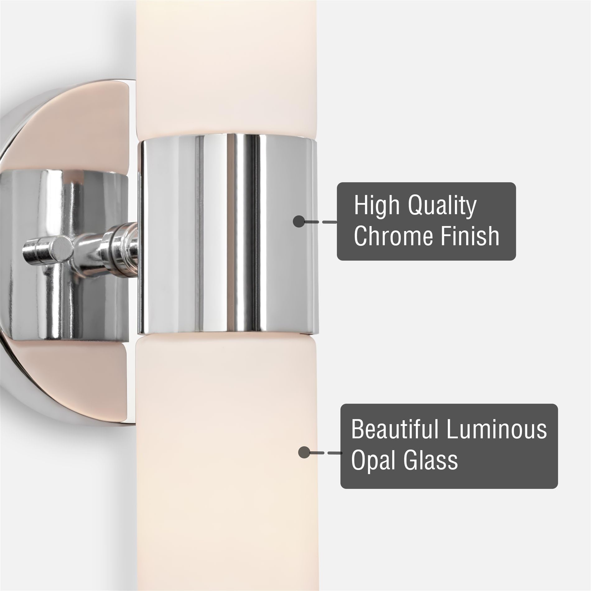 Kira Home Duo Modern Wall Sconce, Frosted Glass Shades, 14in, Chrome Finish, Model RV-W131-1747-14-CH