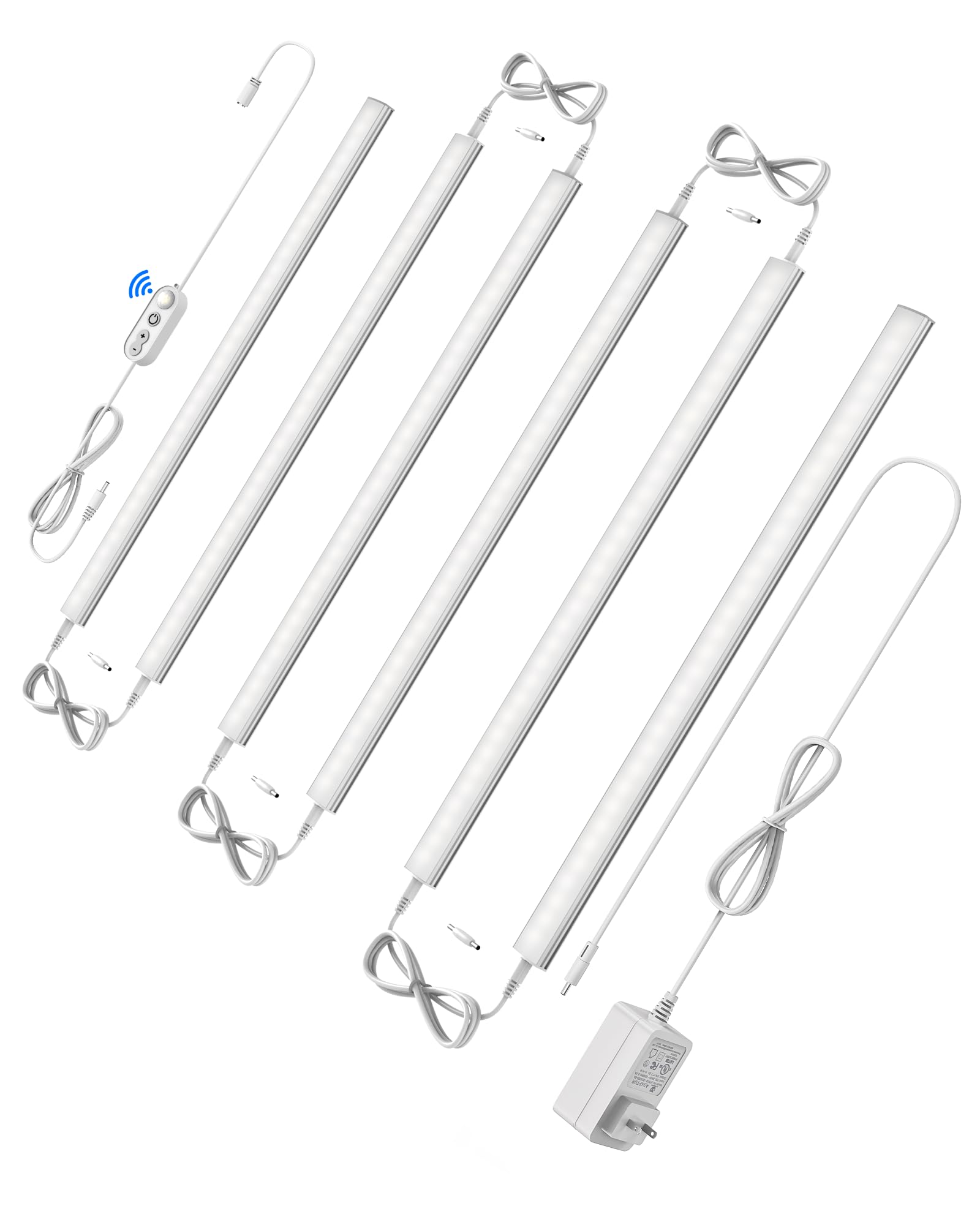 ASOKO Motion Sensor Dimmable Led Under Cabinet Lighting Plug in - 6 Pcs 12 inches Linkable Led Counter Light Bars, Led Closet Li