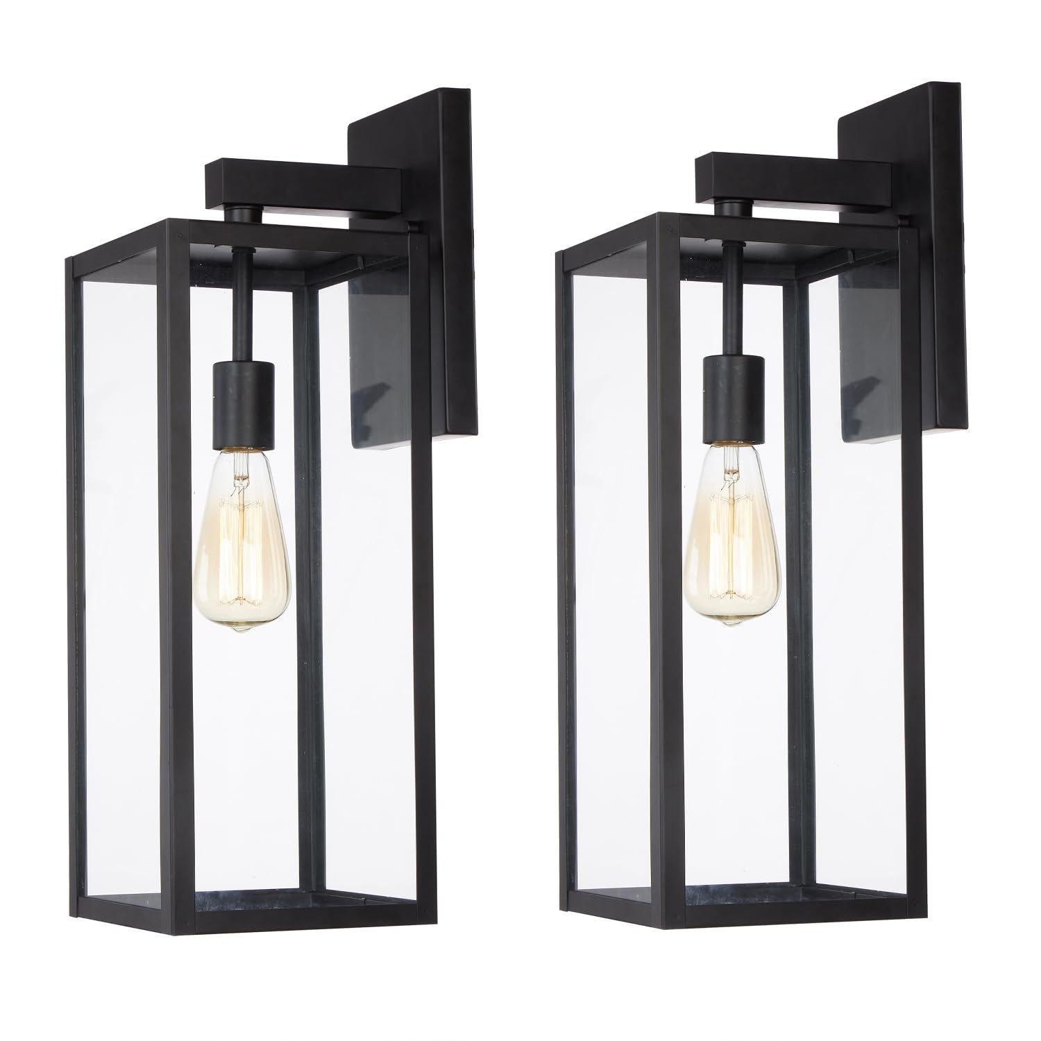 Faymart lighting 2 Pack Large Outdoor Sconce Lights 18 Inch Outdoor Wall Lantern Light Exterior Sconce Metal and Glass Large Porch Light  Black Outdoor Lanterns for Front Porch Garage Balcony