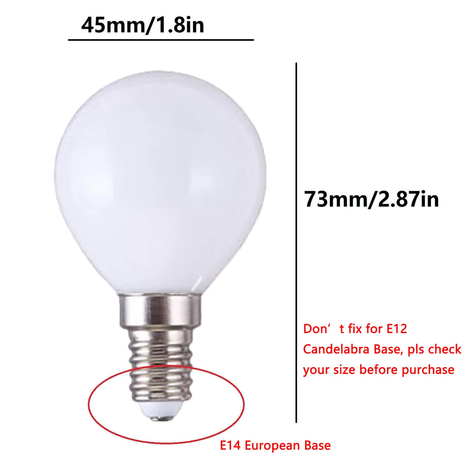 Lxcom Lighting G45 Led Bulb 5W Warm White E14 Candelabra 500Lm For Makeup Mirror, 6