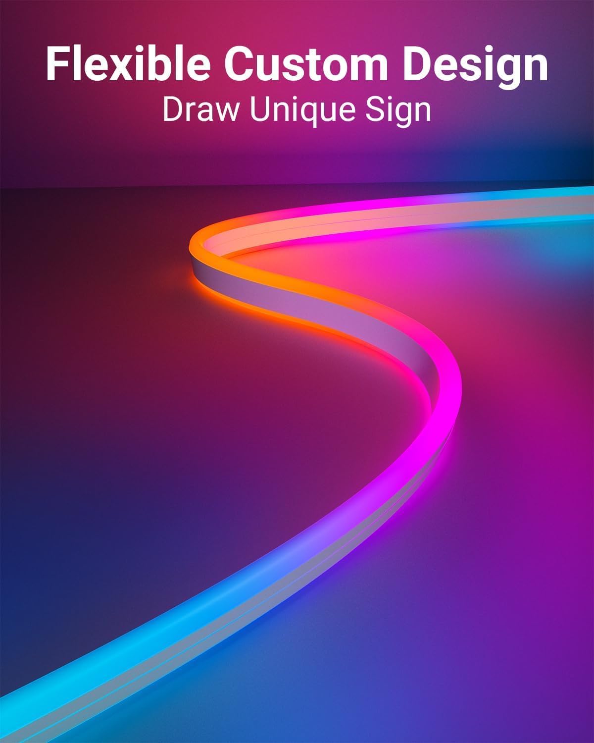 GUPUP 16.4Ft Neon Rope Lights, RGB+IC Color Chasing, Bluetooth, Waterproof, Music Sync, Multicolor RGBCW, Model WFDS2022929