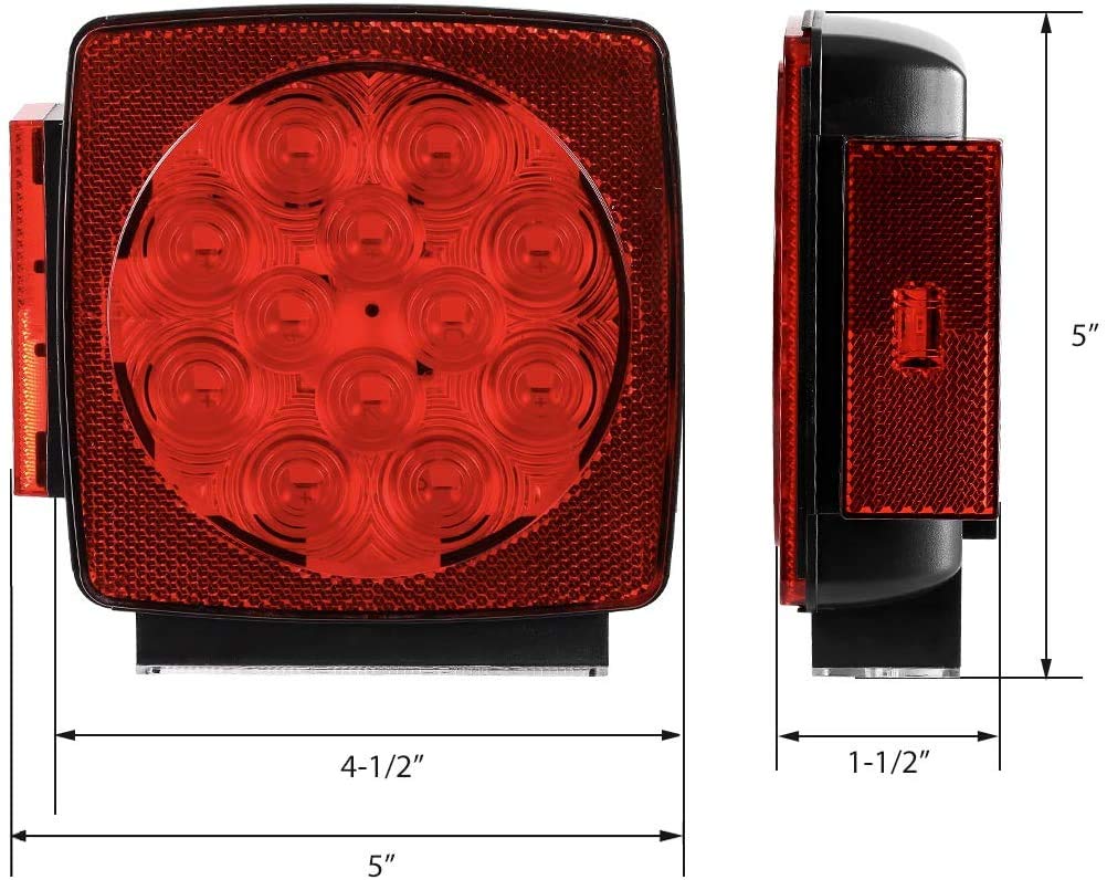MAXXHAUL 50520 12V LED Submersible Trailer Light Kit for Vehicles Under 80 Inches - Black