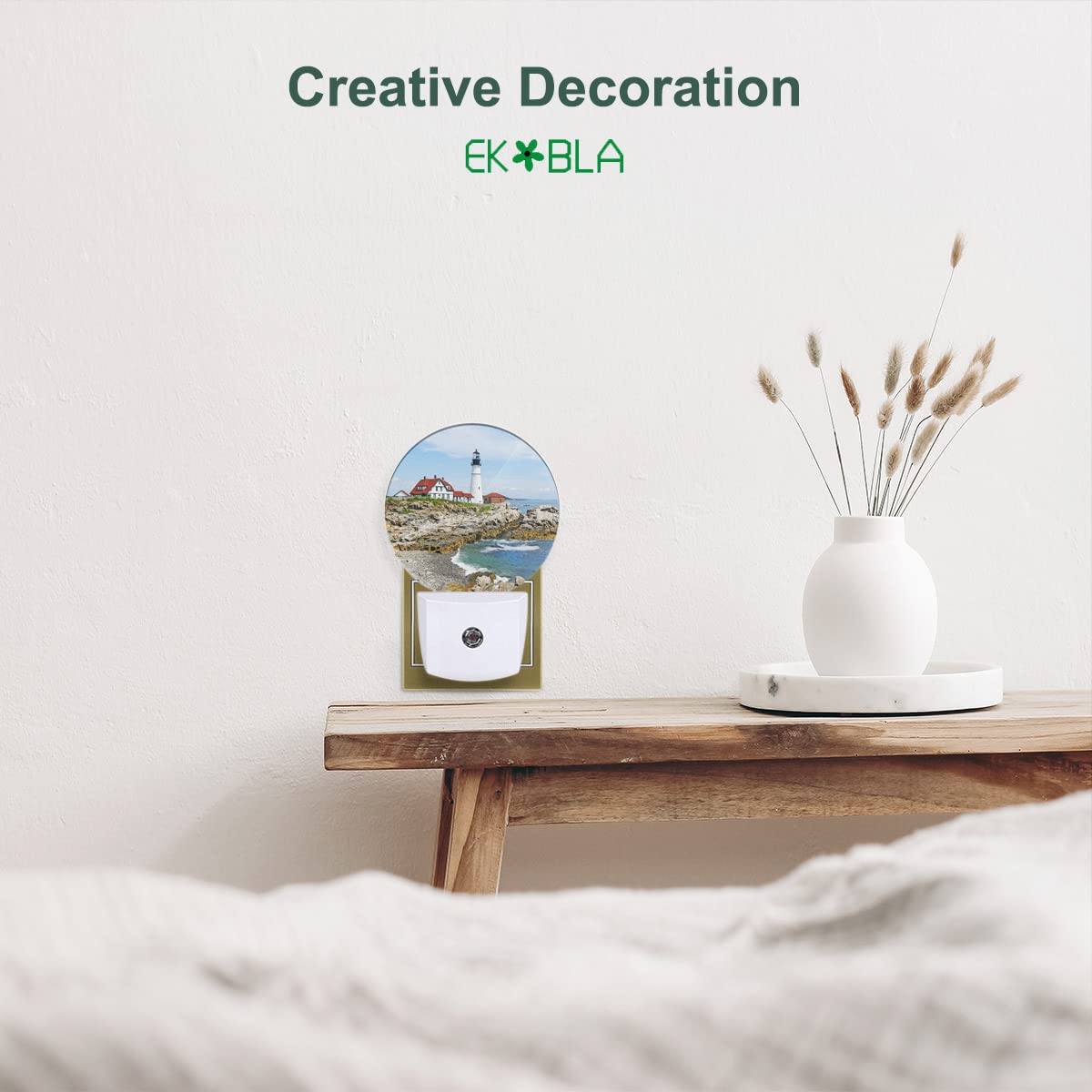 Ekobla Nautical Lighthouse Night Light Portland Head Lighthouse By Seaside Coastal Blue Decorative Night Lights Plug Into Wall L