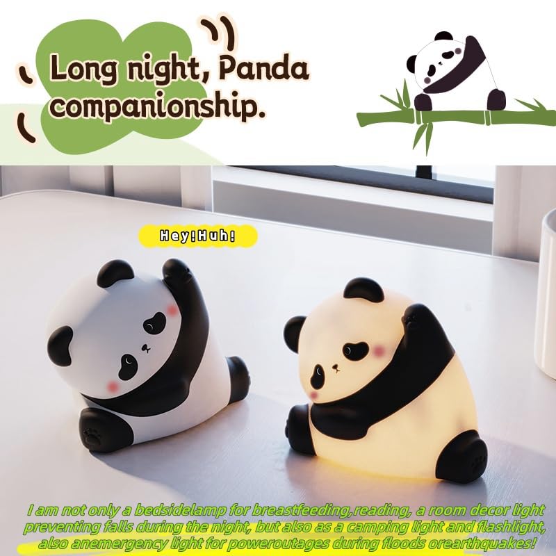 Yr Yrhh-Pet Kungfu Pose Panda Night Light  Led Squishy Novelty Animal Cute Lamp  Food Grade Silicone Nightlight  3 Level Dimmable  Light Up Panda Decor For Room College Dorm  Funny Gifts
